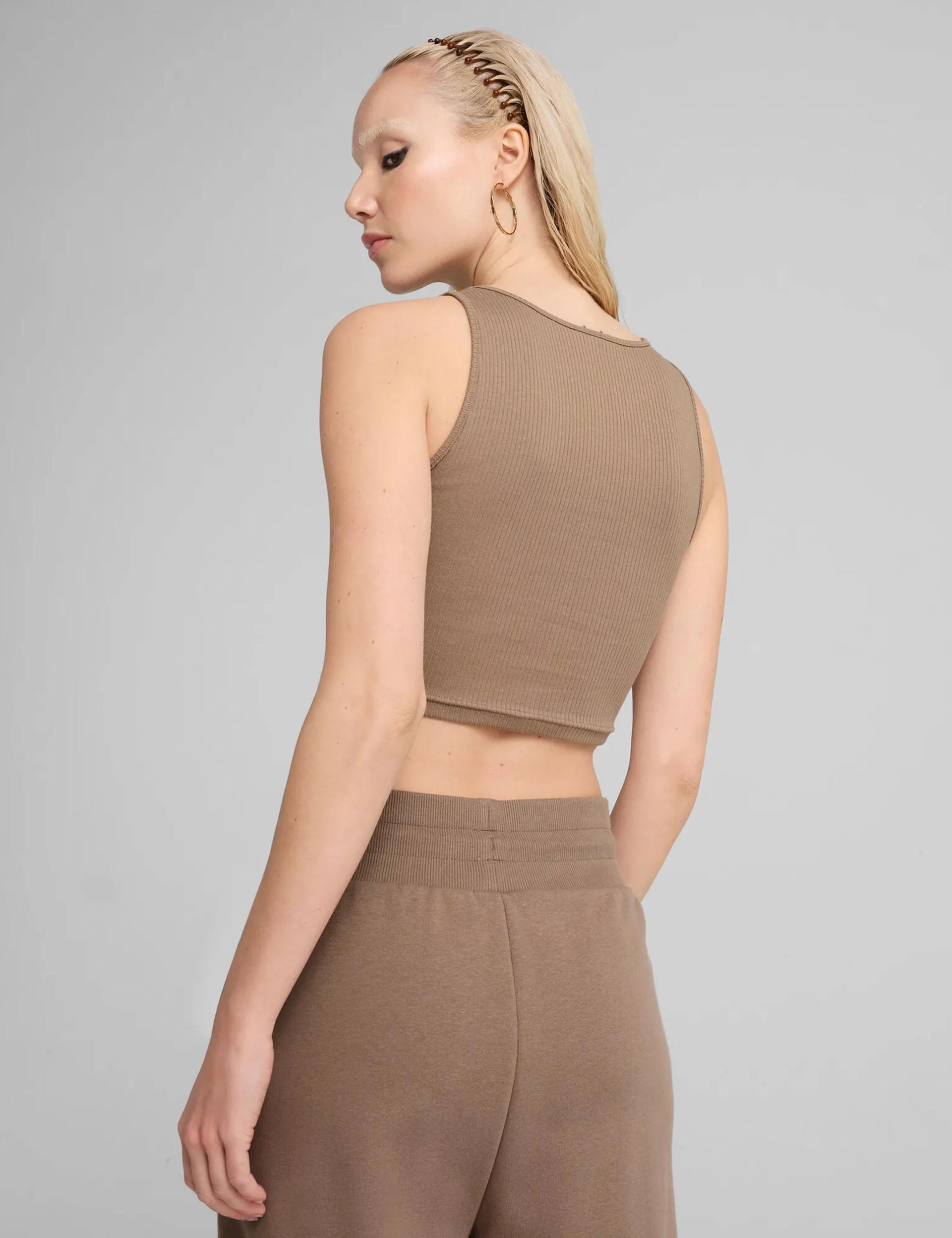 Wardrobe Ess Ribbed Crop Top - Totally Taupe powerful engine unloading