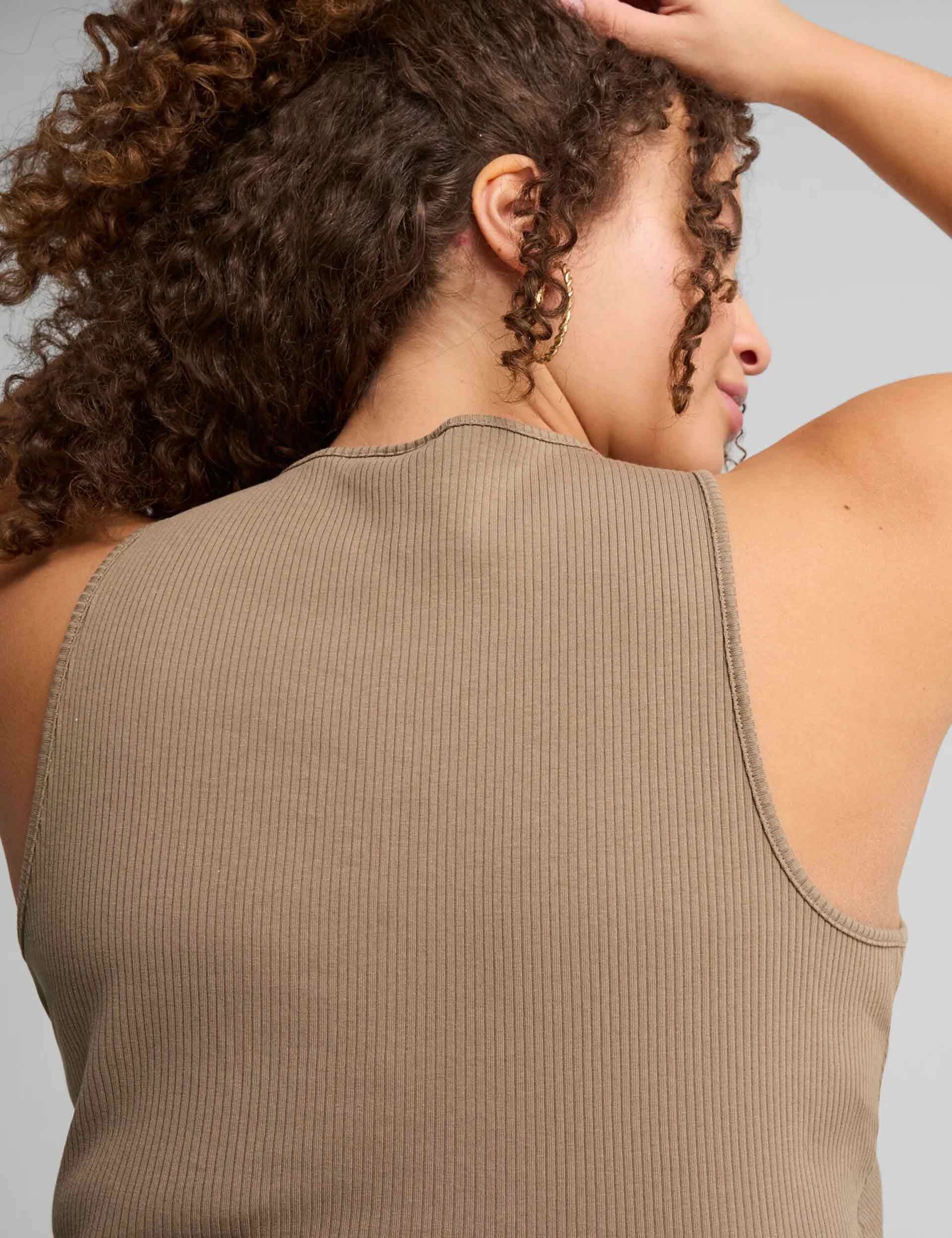 Quick Release Fabric Wardrobe Ess Ribbed Crop Top - Totally Taupe