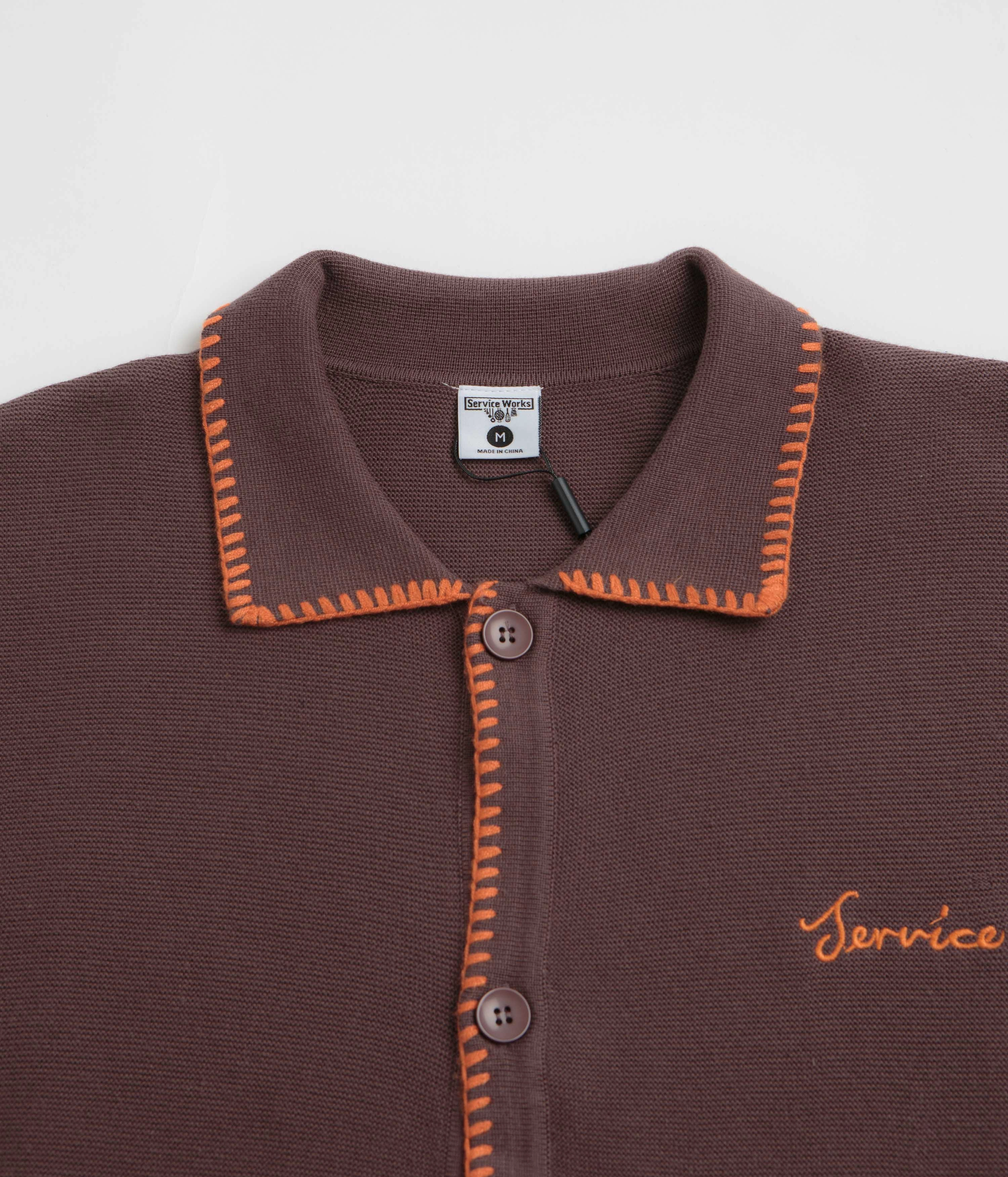 Service Works Blanket Stitch Cardigan - Brown cycling suitable