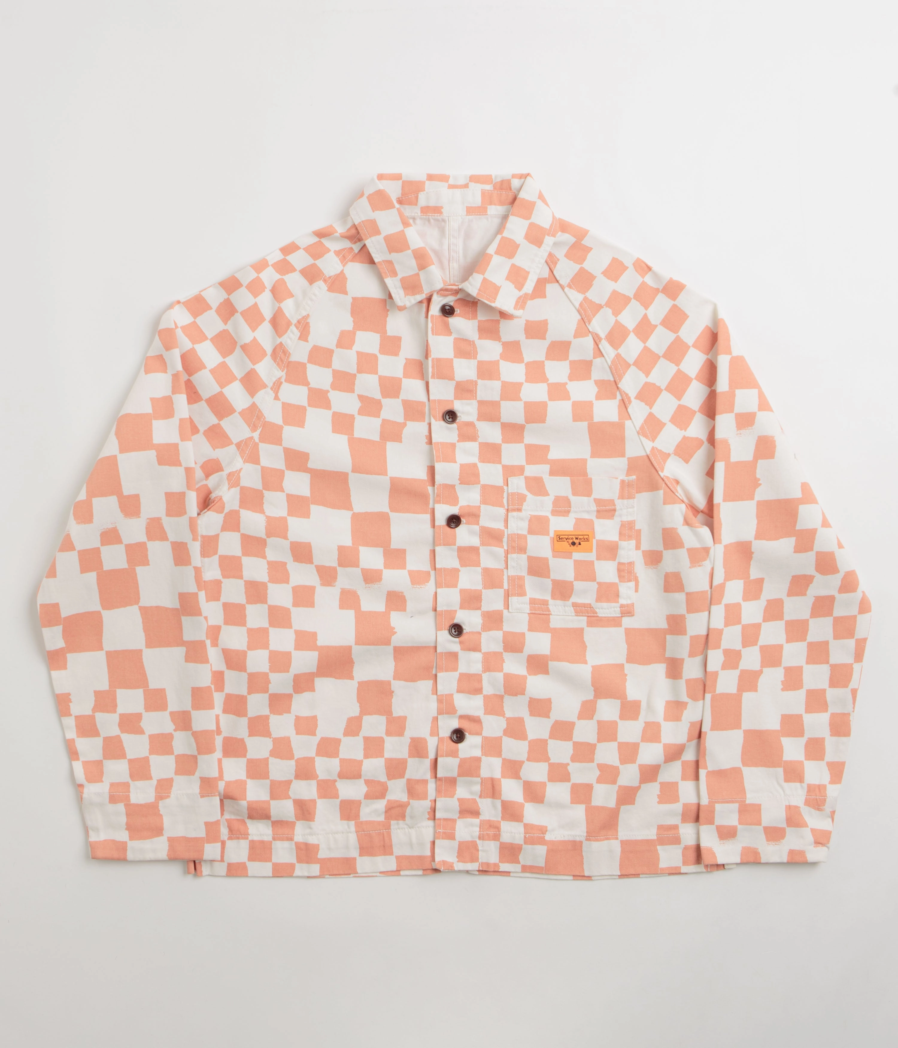 Service Works Drill Printed FOH Jacket - Salmon Checker Beanie Hooded Storage Compartment