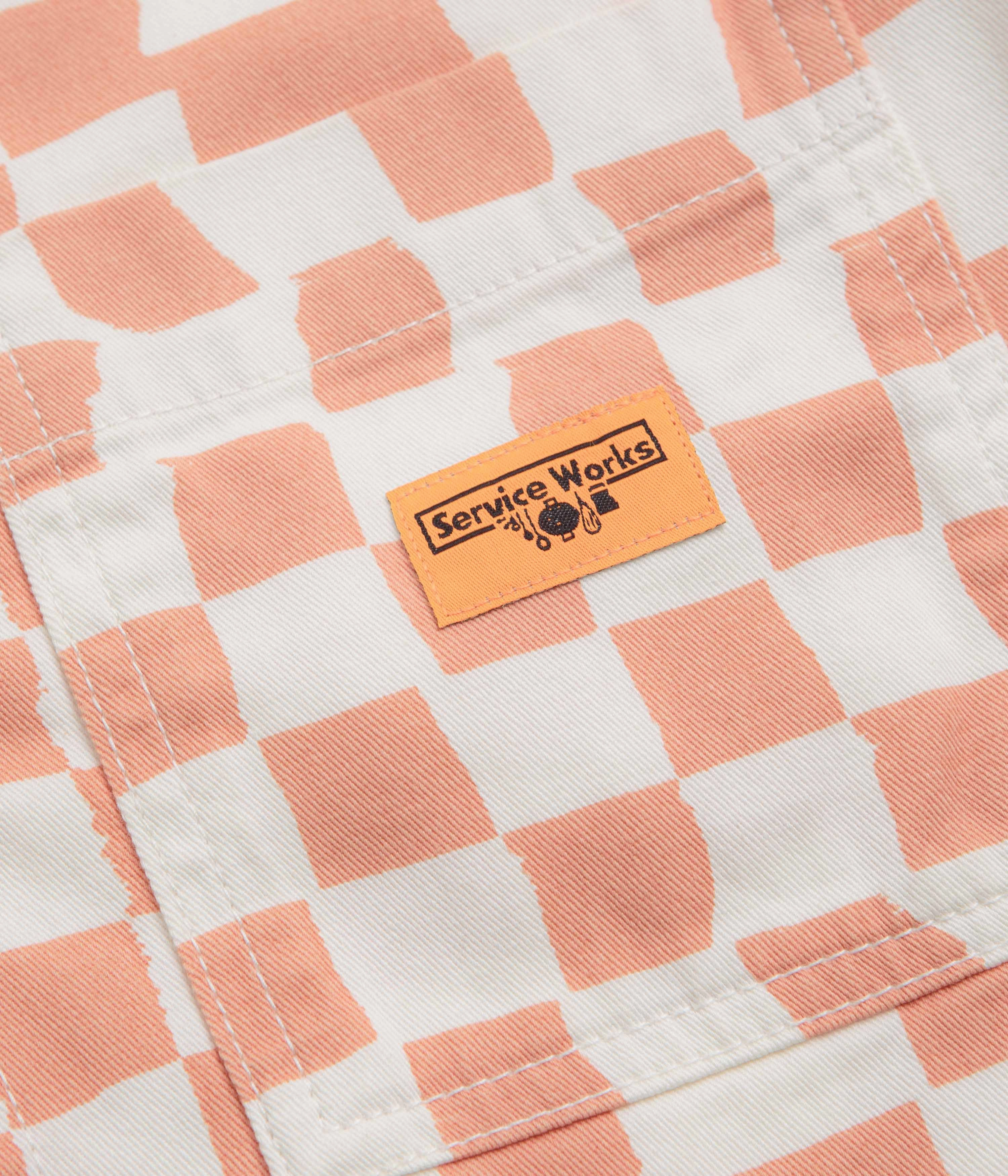 Tech Style Comfortable Layer Service Works Drill Printed FOH Jacket - Salmon Checker