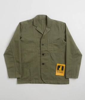 Bold Look Service Works Drill Server Suit Jacket - Olive
