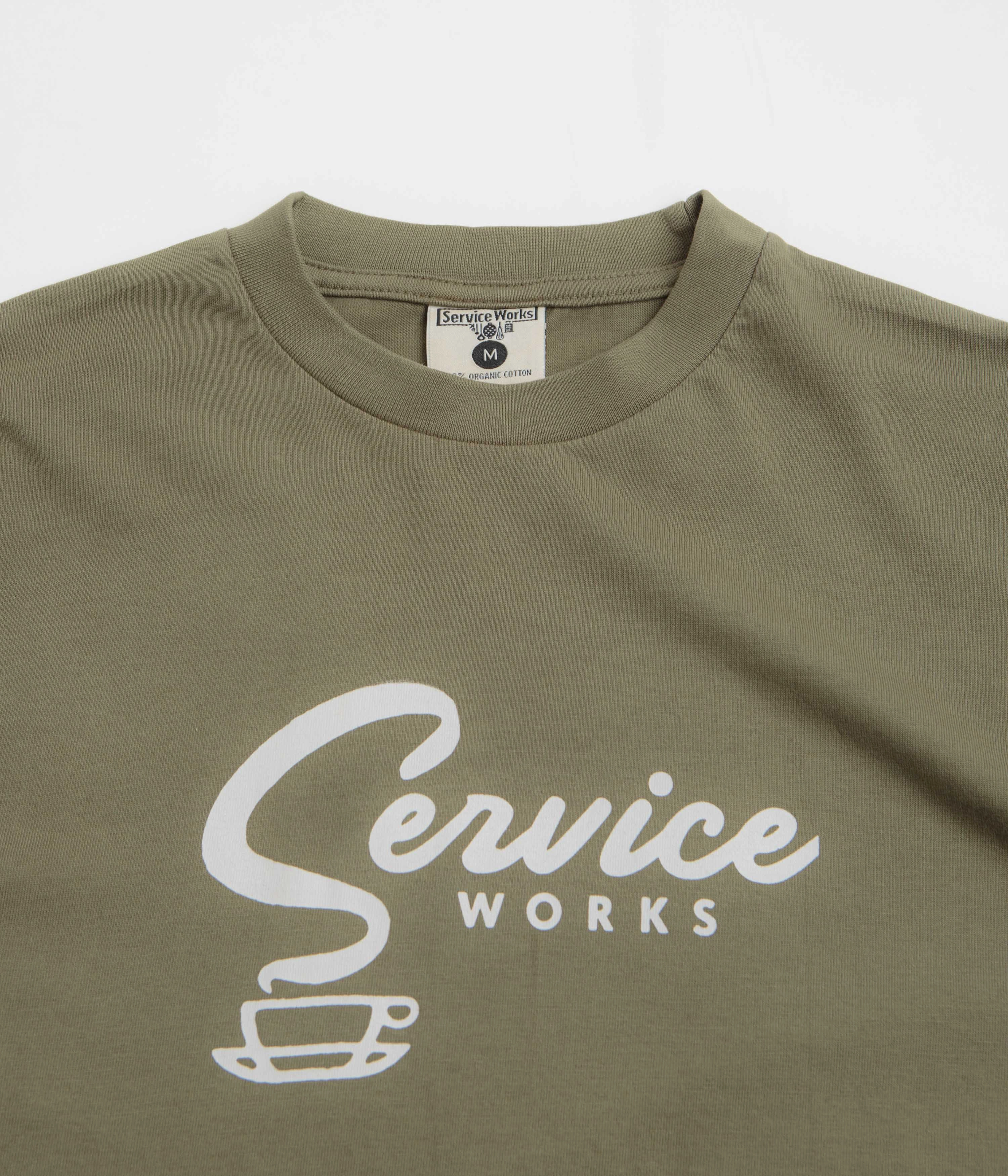 Teenager fashion Fade Resistant Dye Service Works Espresso T-Shirt - Olive