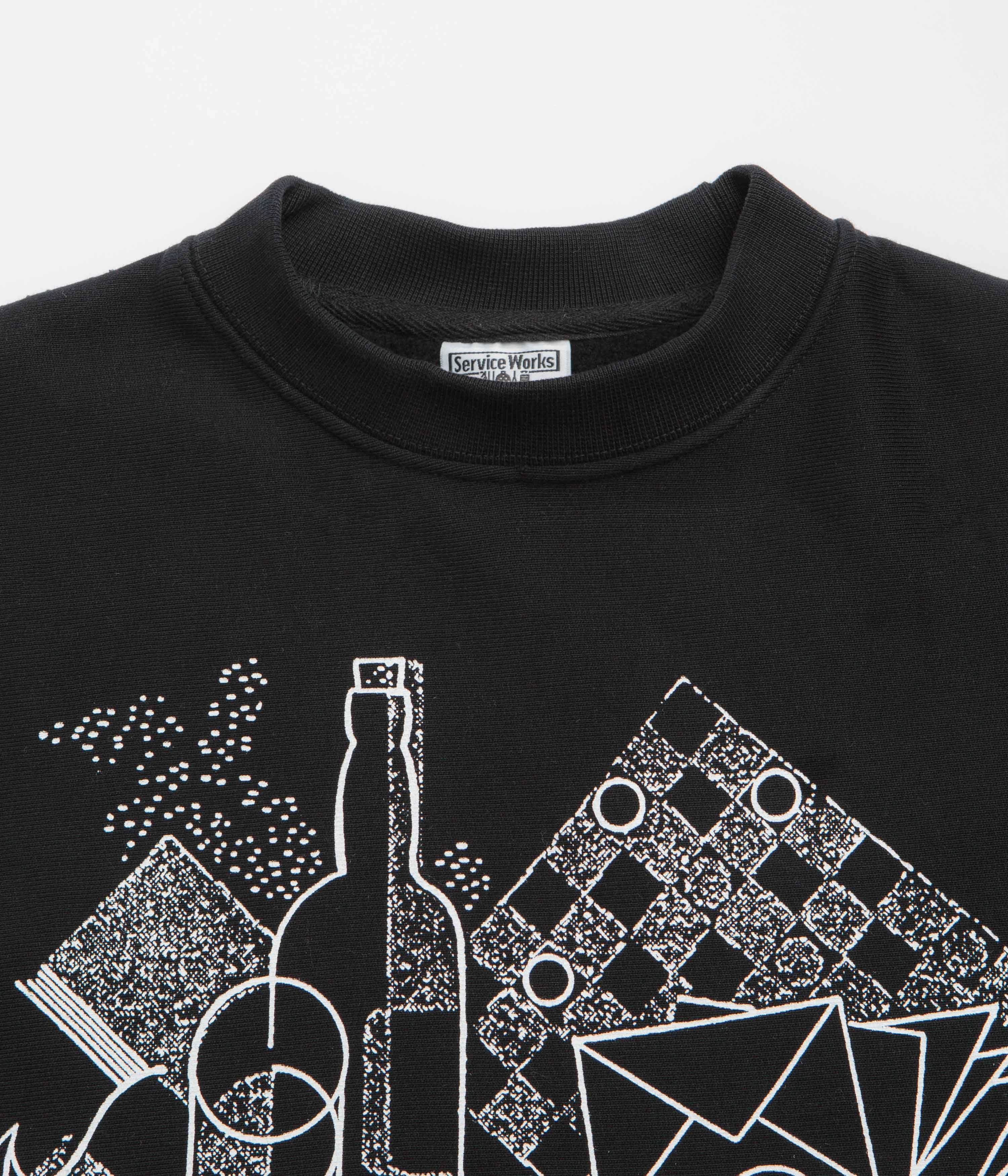 Performance Wear Urban Fit Service Works Frequent Flyer Crewneck Sweatshirt - Black