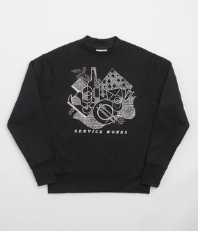 Service Works Frequent Flyer Crewneck Sweatshirt - Black product budget friendly choice