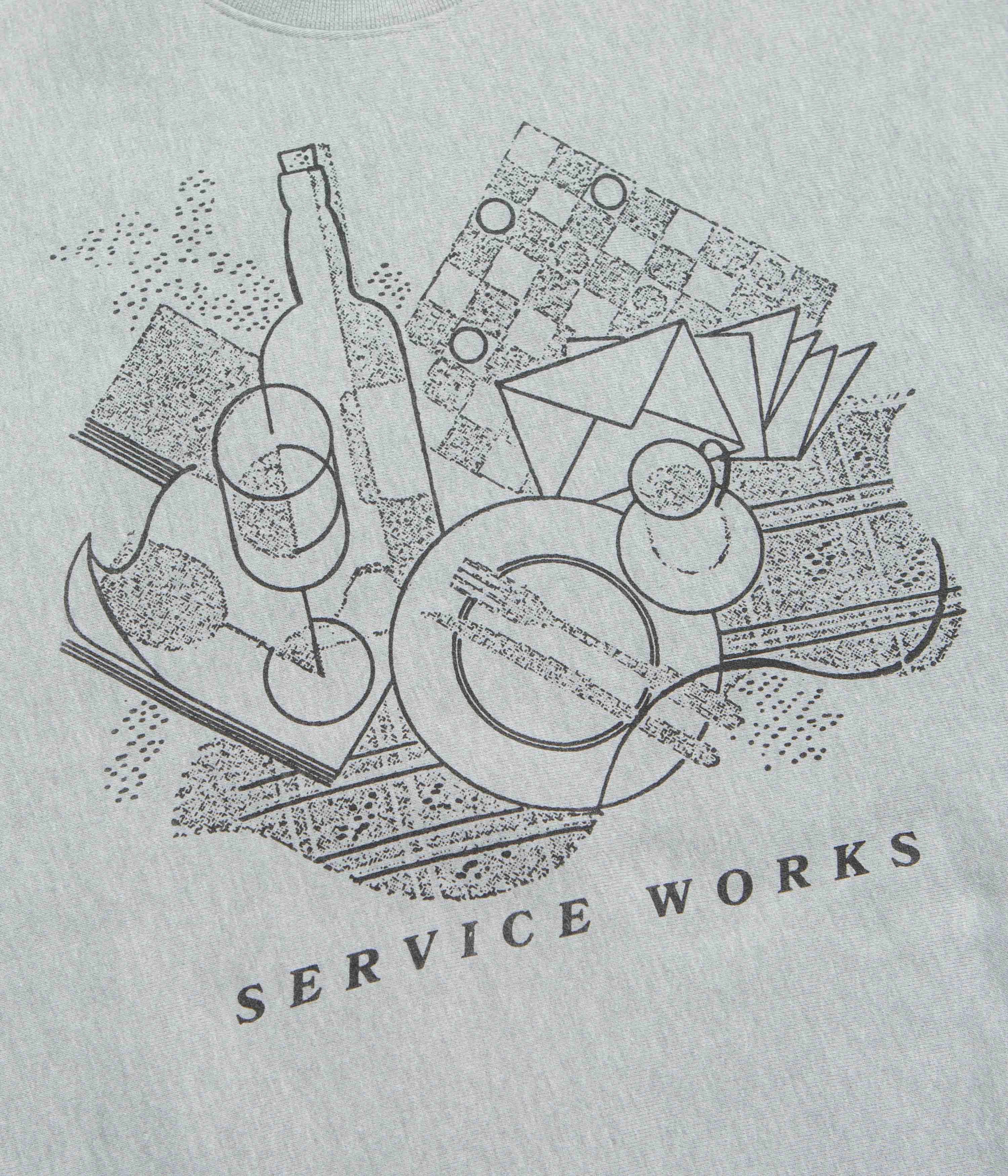 Service Works Frequent Flyer Crewneck Sweatshirt - Heather Grey Comfy Layering ethnic print