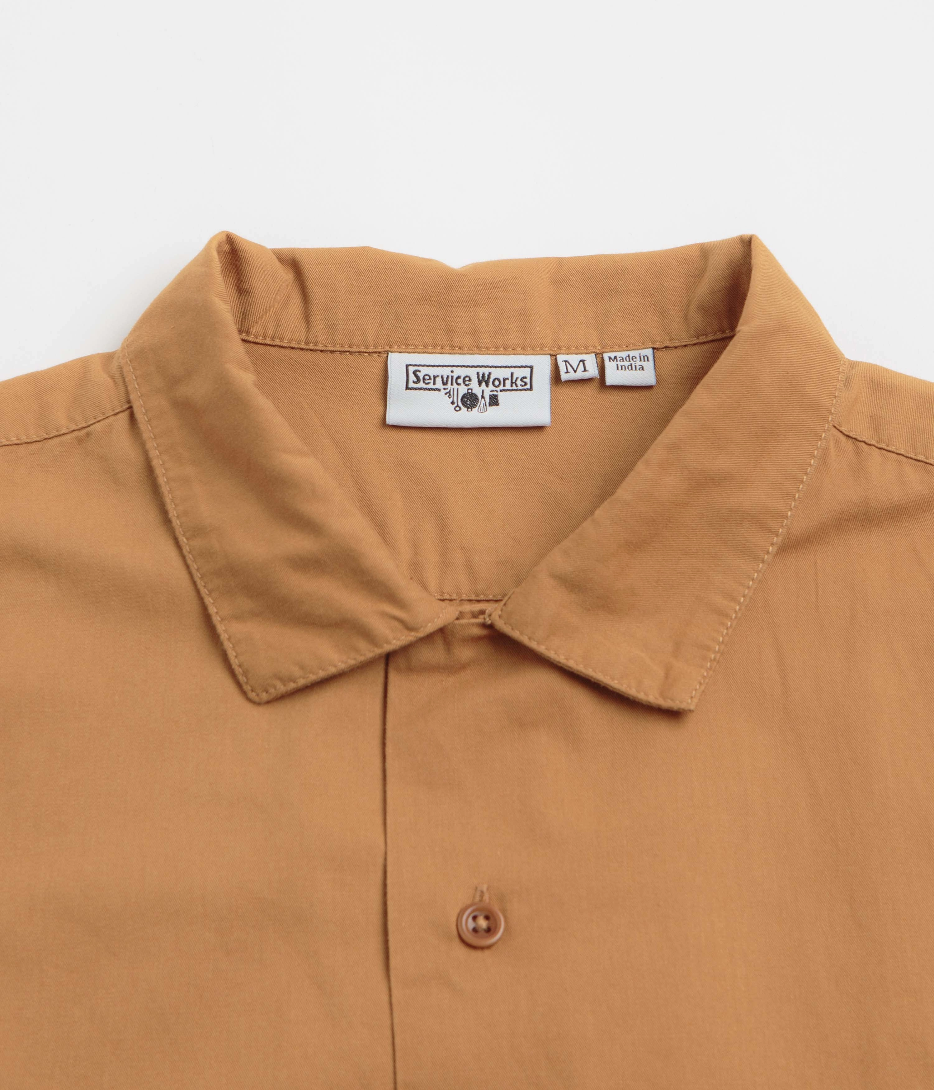 Service Works Light Twill Picnic Short Sleeve Shirt - Burnt Sugar decorative element