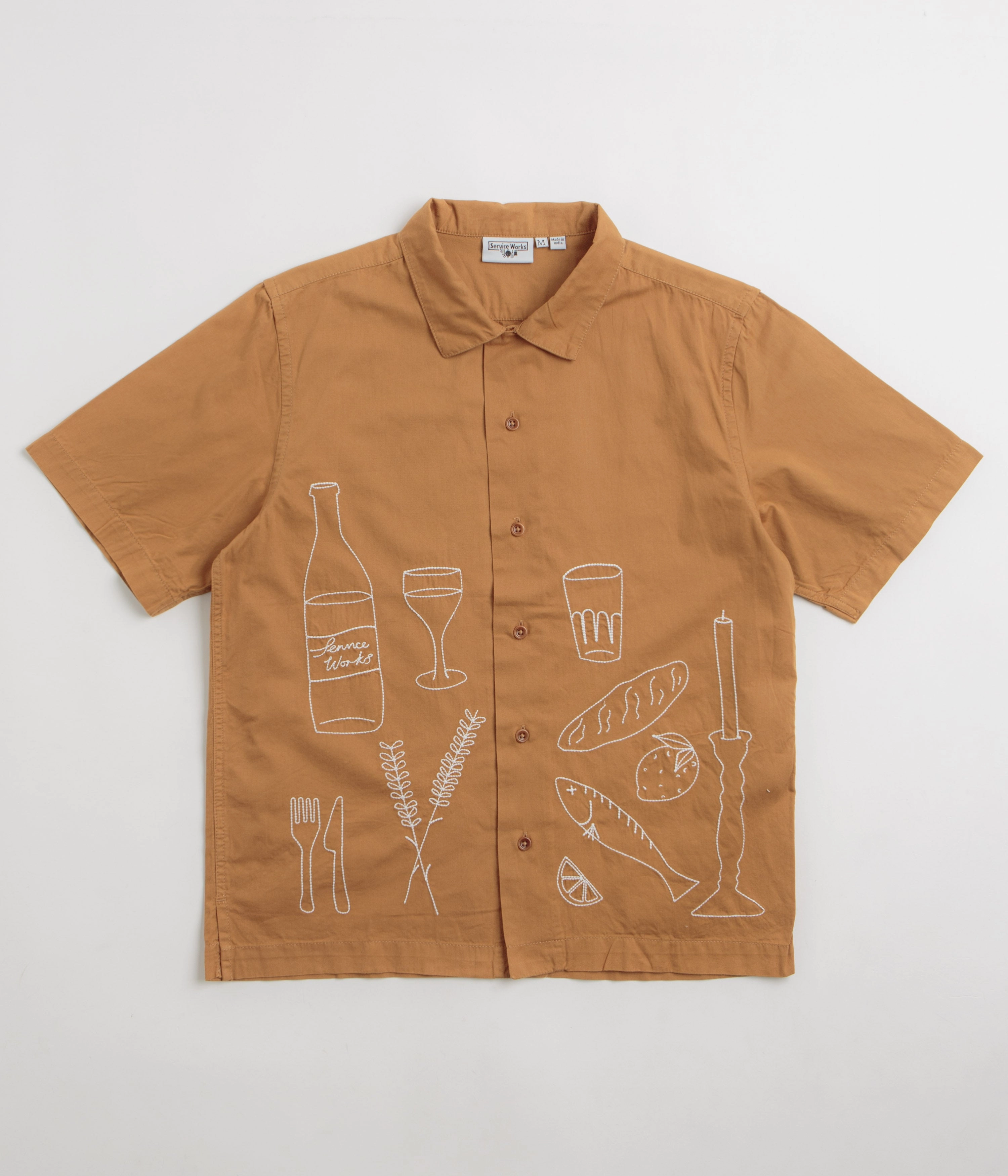 Anti Pilling Finish Vibrant color Service Works Light Twill Picnic Short Sleeve Shirt - Burnt Sugar