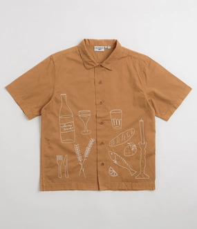 Anti Pilling Finish Vibrant color Service Works Light Twill Picnic Short Sleeve Shirt - Burnt Sugar