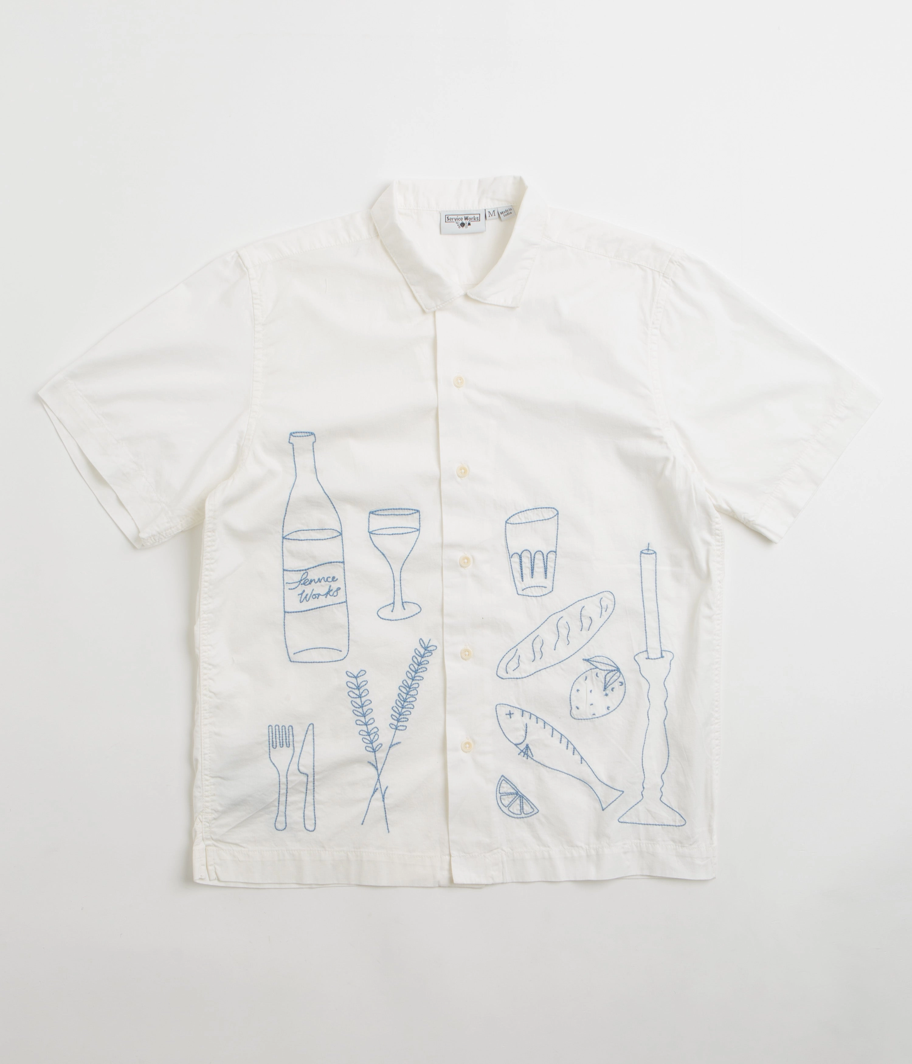 Service Works Light Twill Picnic Short Sleeve Shirt - Off White Reinforced Buttonholes