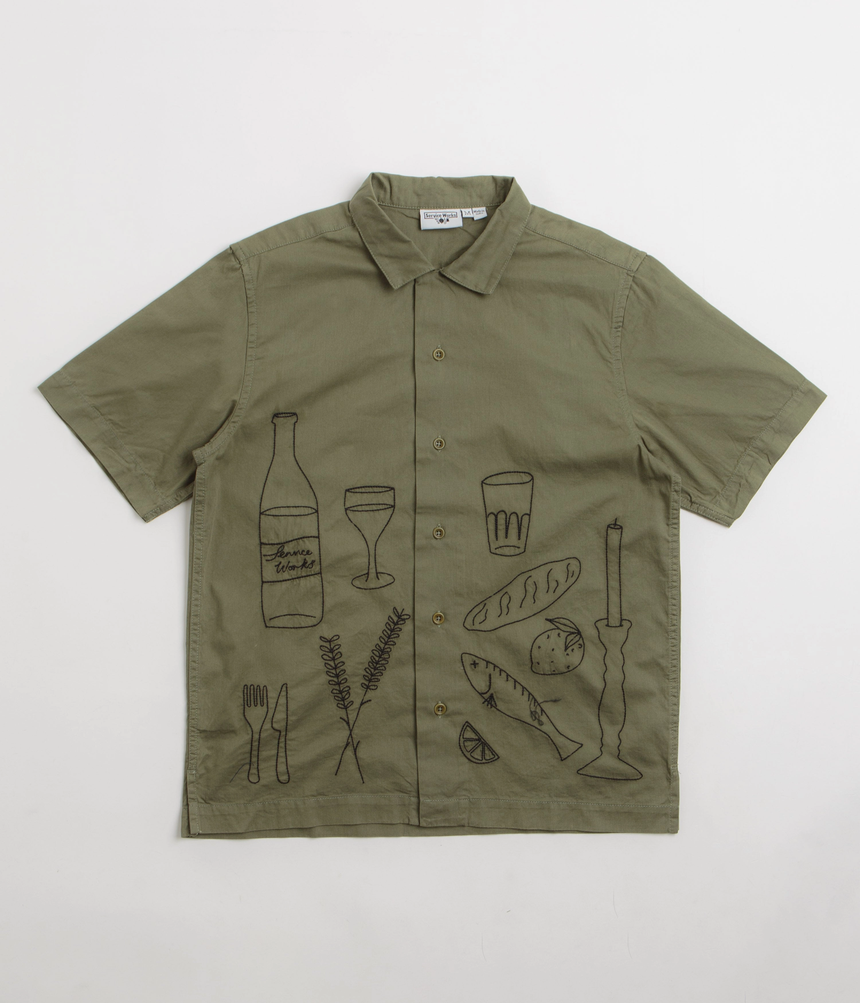 Service Works Light Twill Picnic Short Sleeve Shirt - Olive Sustainable fashion Street Style