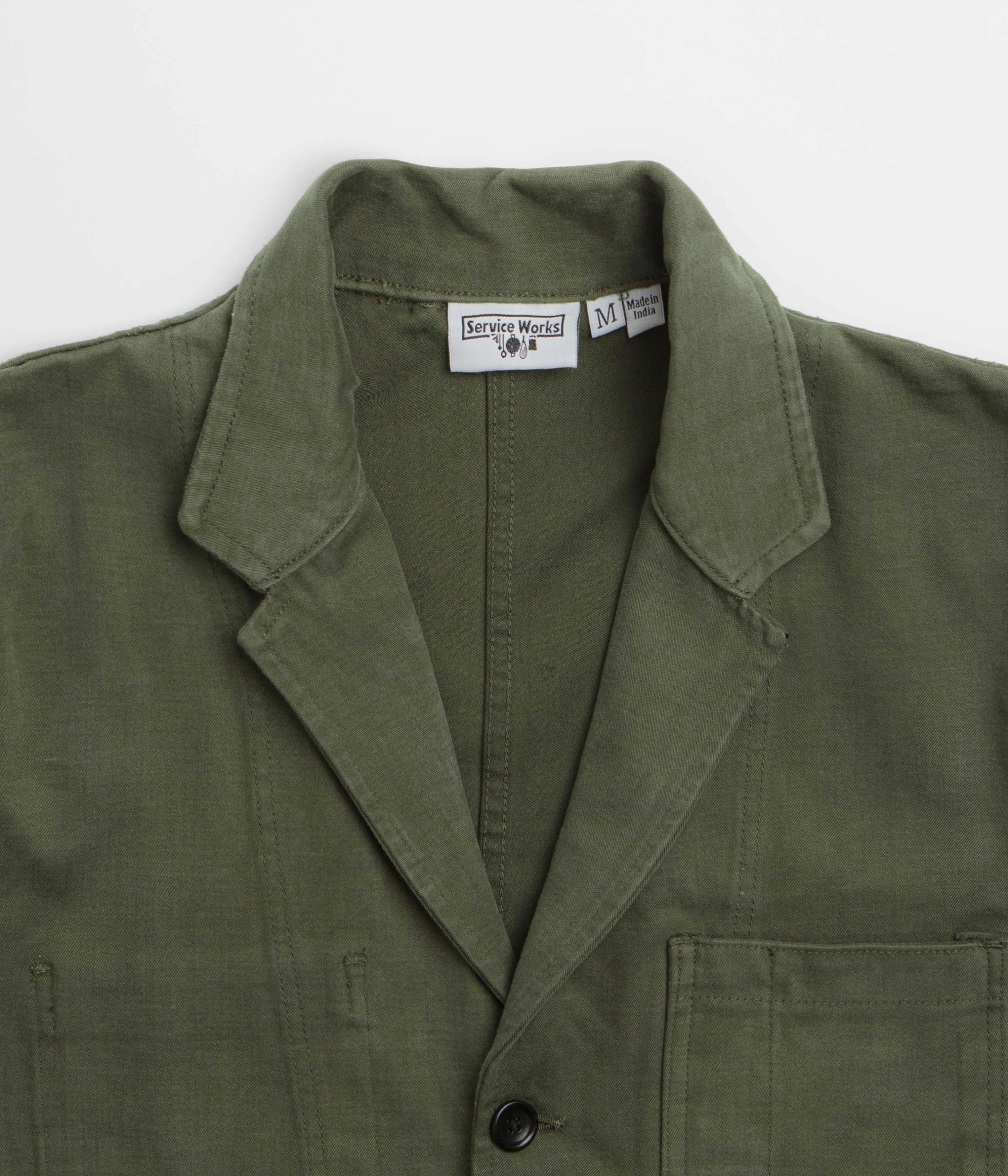 Warm Outerwear Outdoor Utility Service Works Moleskin Server Suit Jacket - Moss