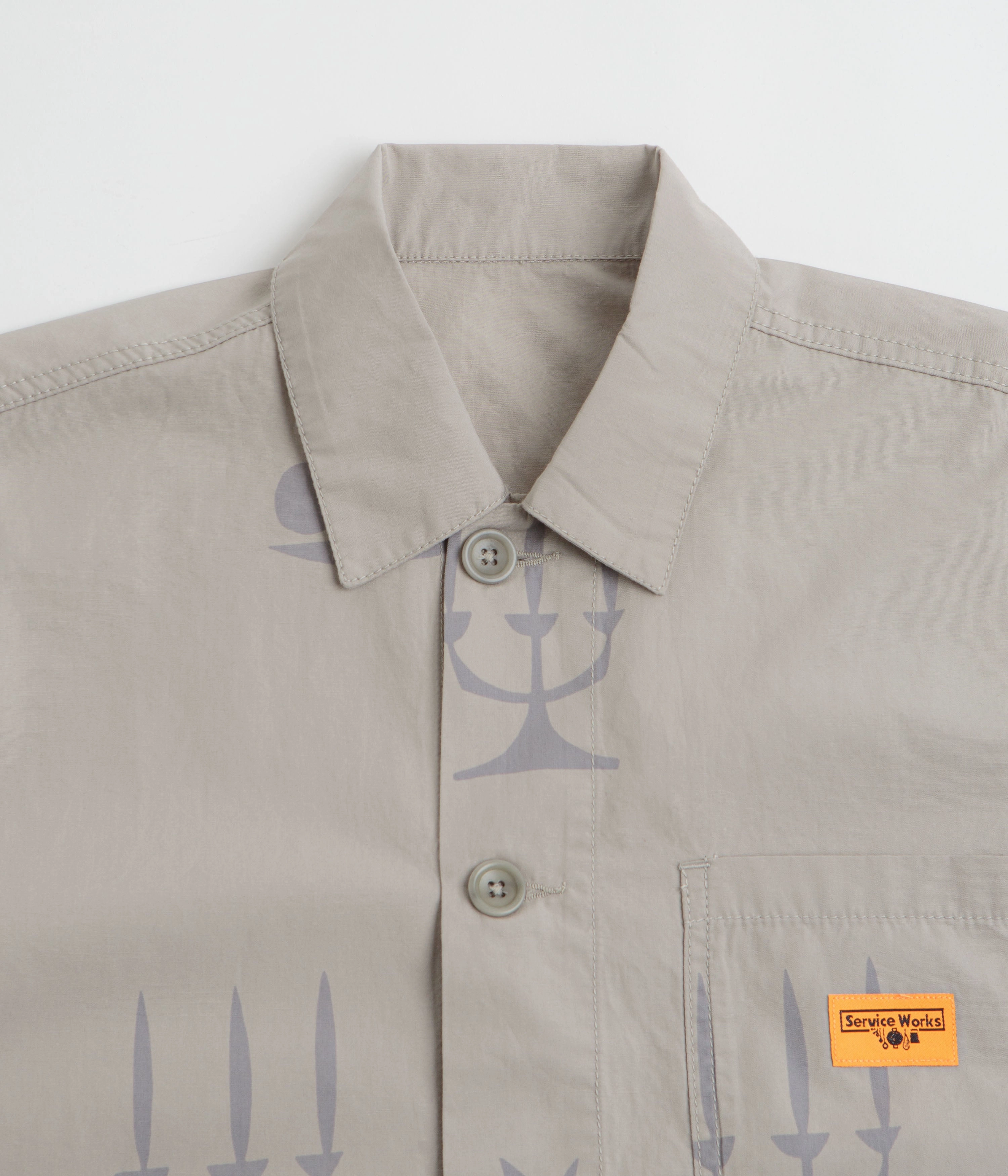 Service Works Poplin Printed Chore Shirt - Stone Daytime Look