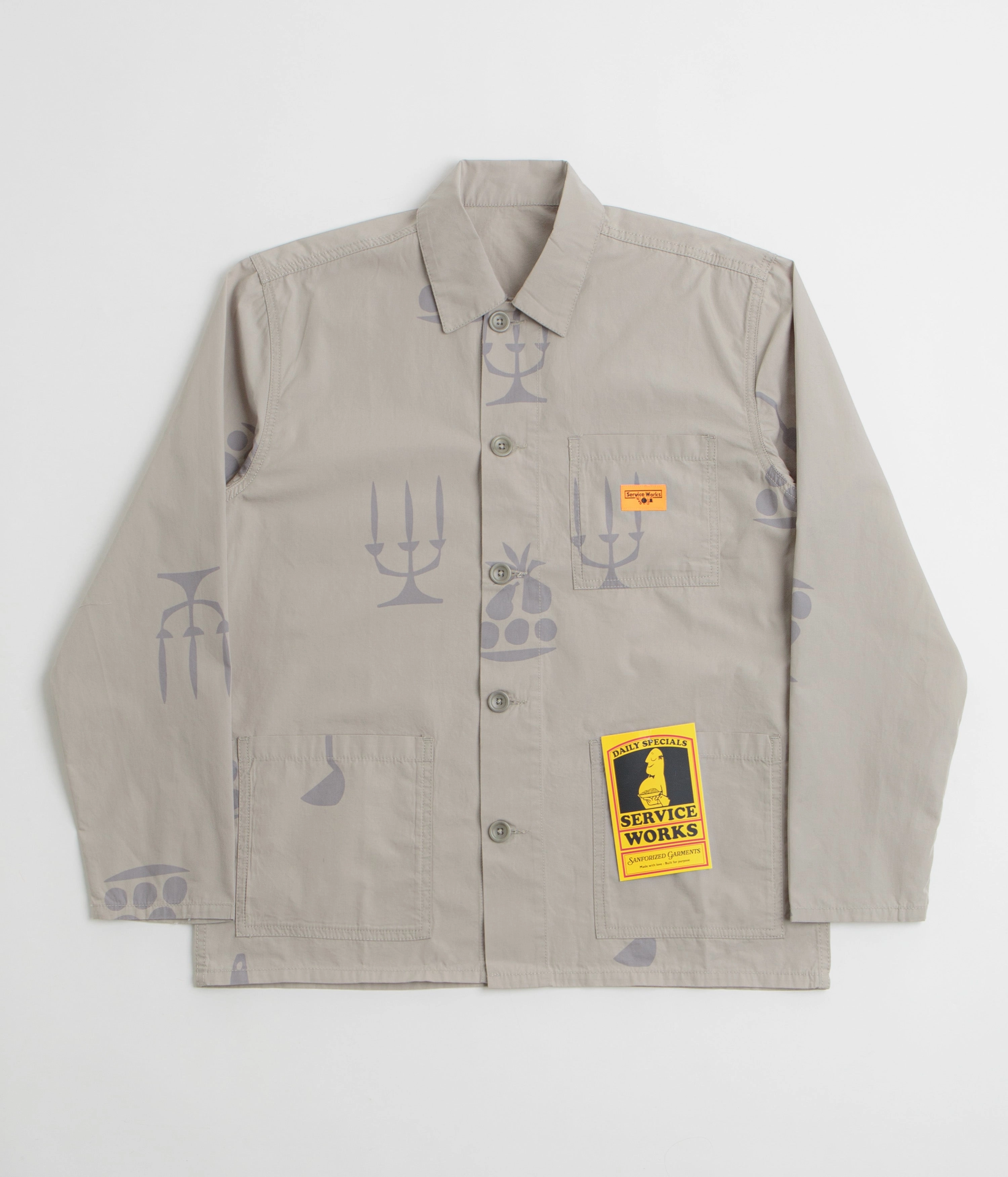 Service Works Poplin Printed Chore Shirt - Stone Budget Friendly
