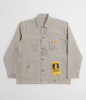 Service Works Poplin Printed Chore Shirt - Stone Budget Friendly