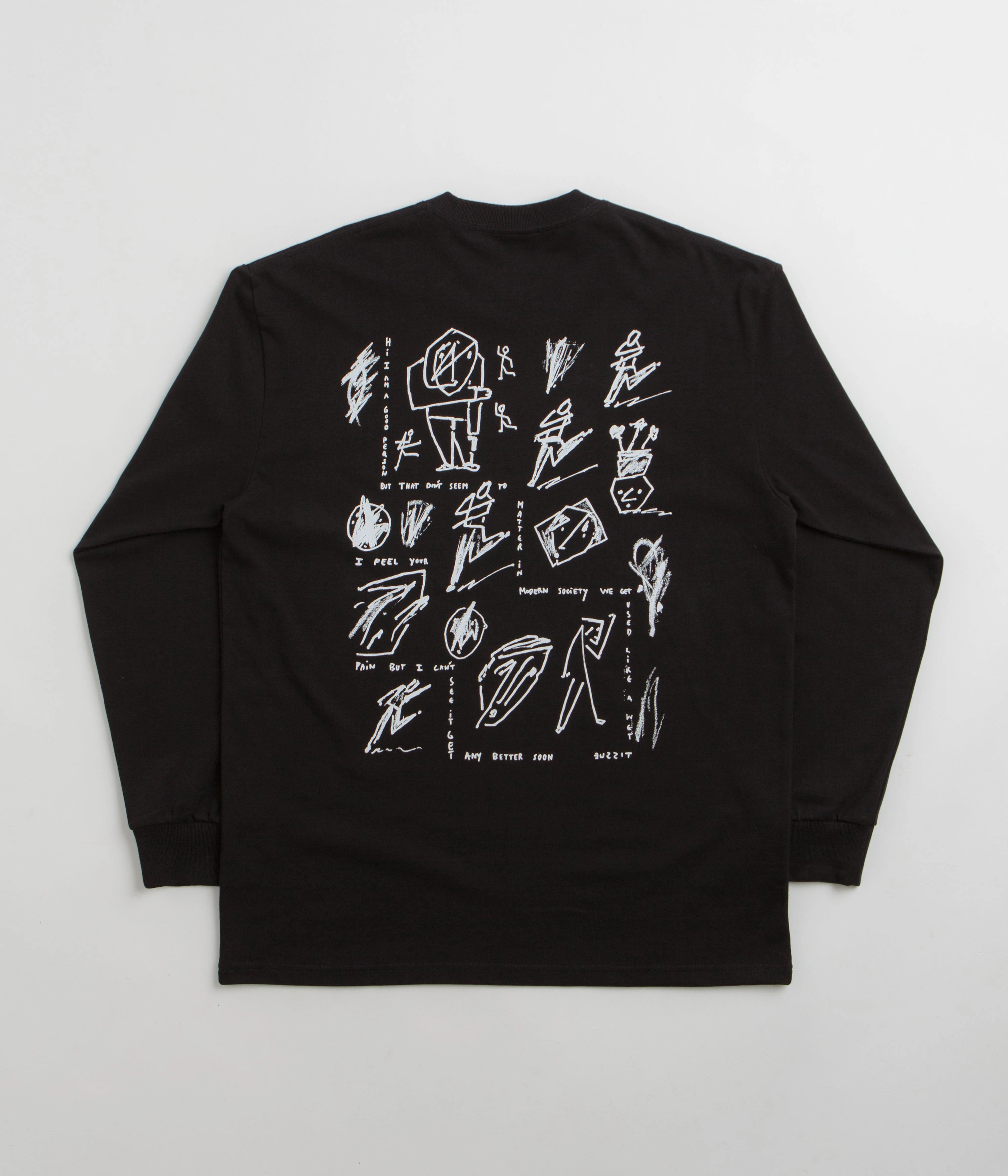 Ruffled Polar Sad at Times Long Sleeve T-Shirt - Black