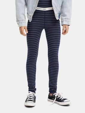 Sport Comfort Girl's Striped Glitter Leggings In Blue