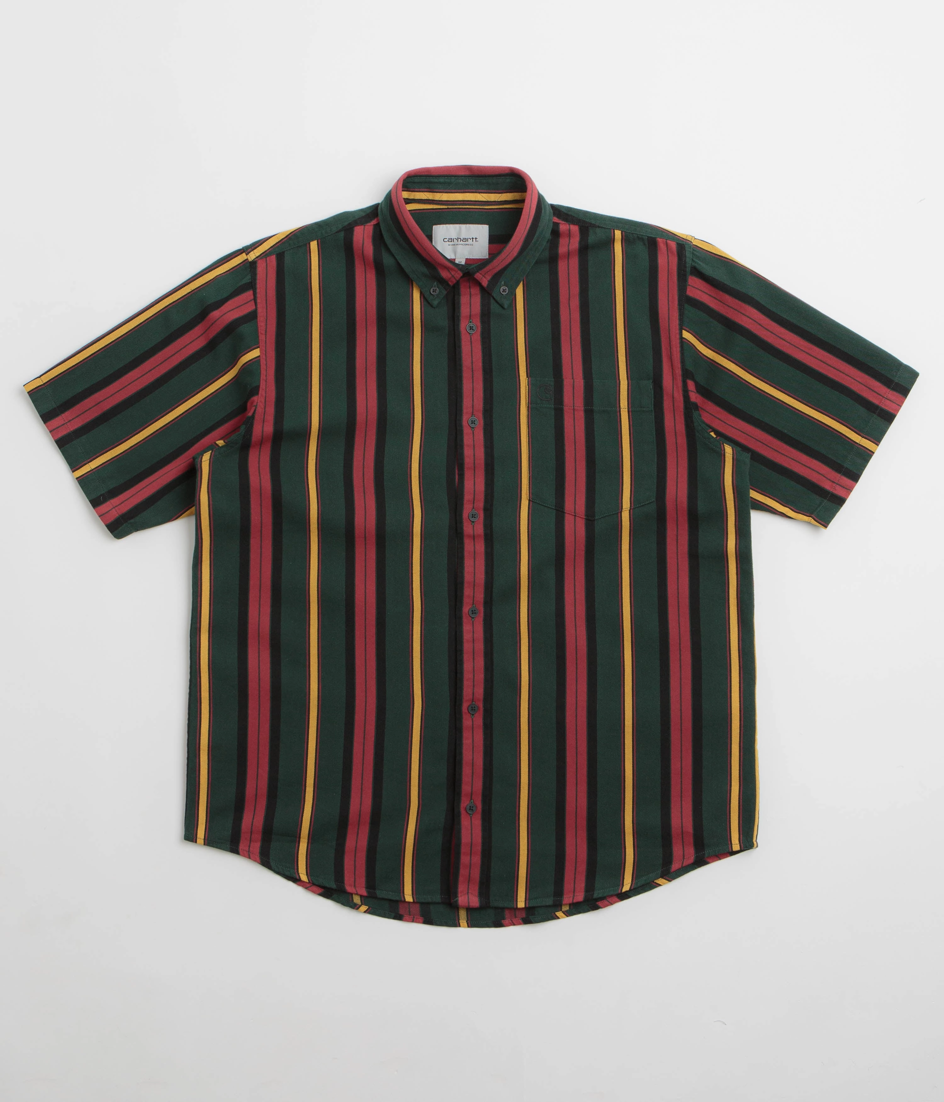 Carhartt Jarrell Short Sleeve Shirt - Jarrell Stripe / Conifer / Black Durable Quality Anti Static Finish