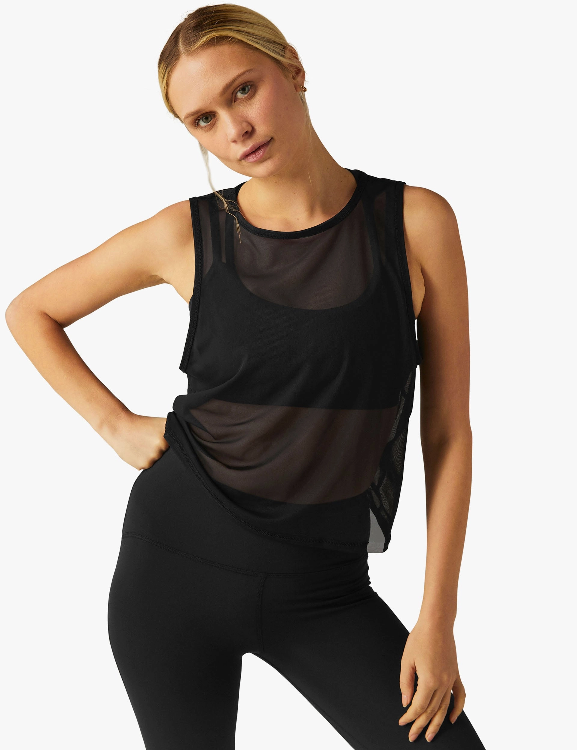 Show Off Mesh Tank - Darkest Night Moisture Management Fabric high traffic areas