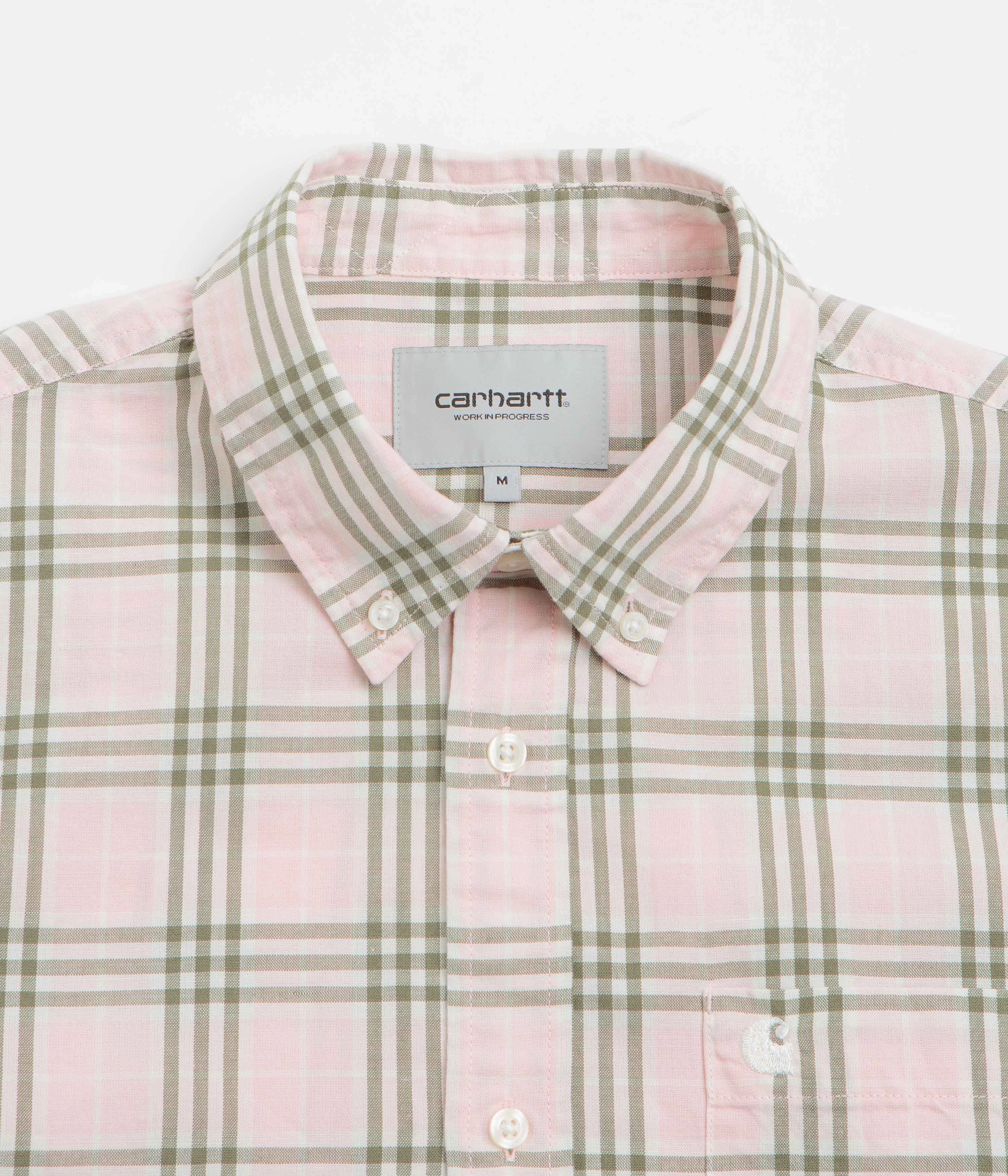 Clean Edge Trim Carhartt Niven Short Sleeve Shirt - Niven Check / Air Pink / Wax