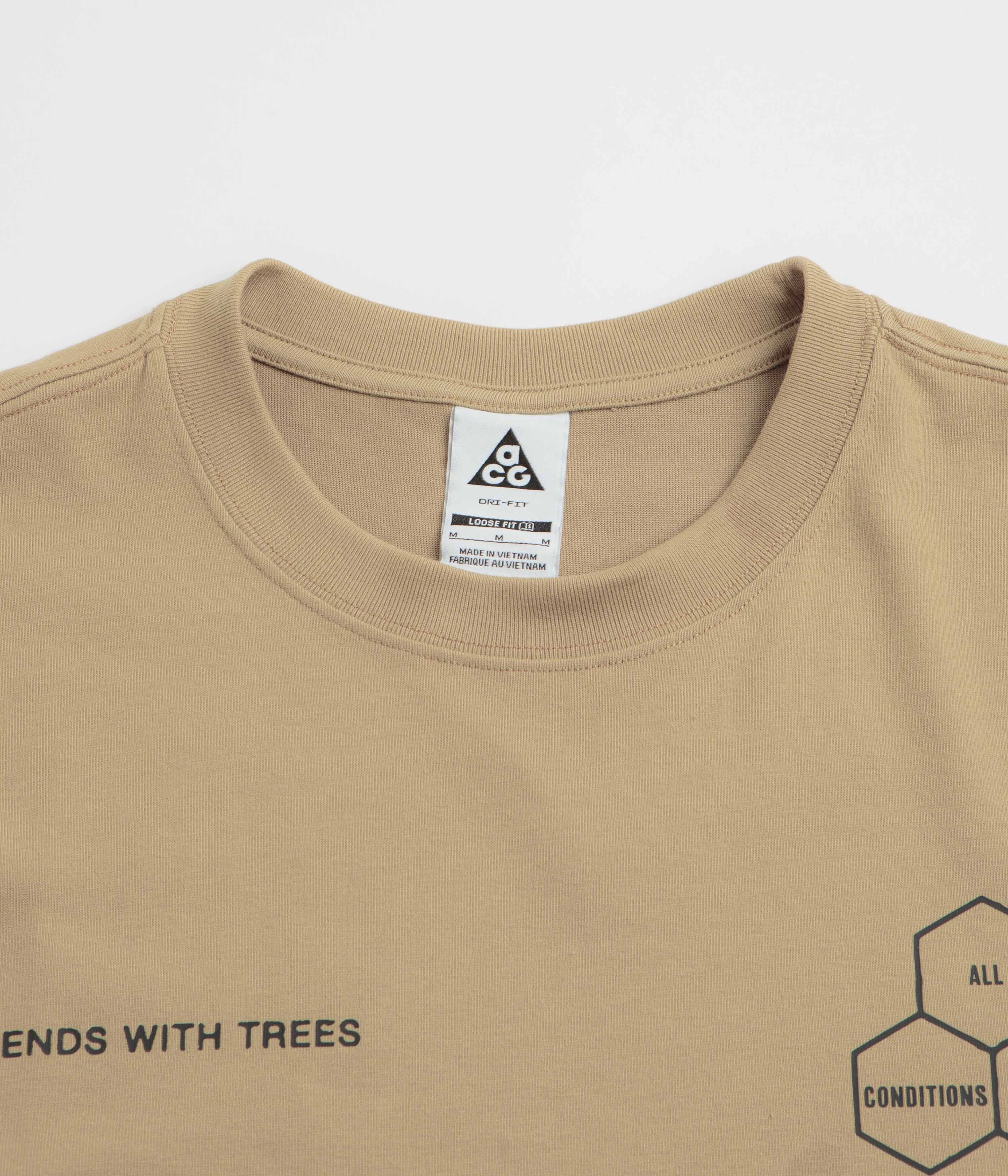 Nike ACG Walk Tree T-Shirt - Parachute Beige Double Needle Stitching V-Neck