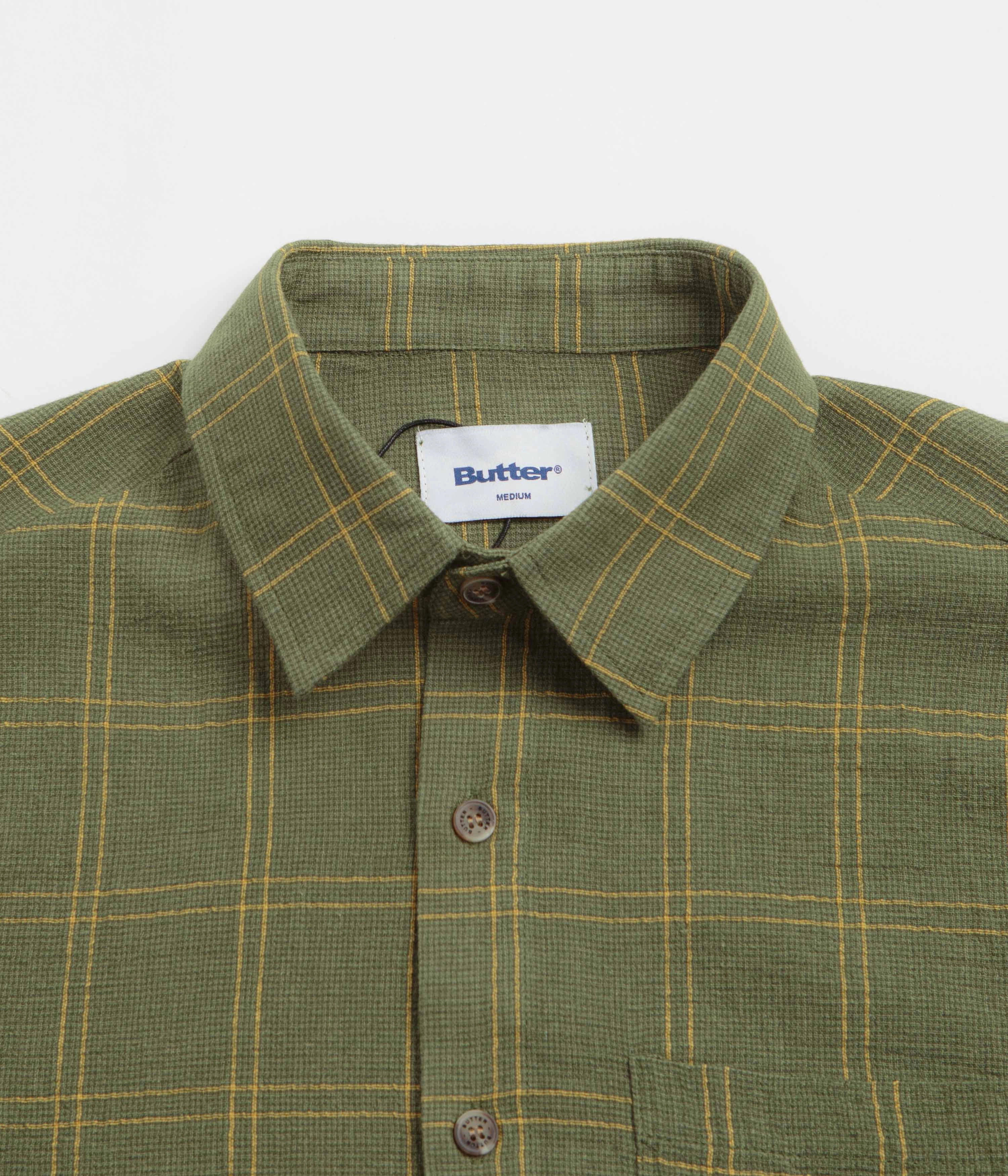 Workwear Style Performance Fabric Butter Goods Equipment Short Sleeve Shirt - Green / Yellow