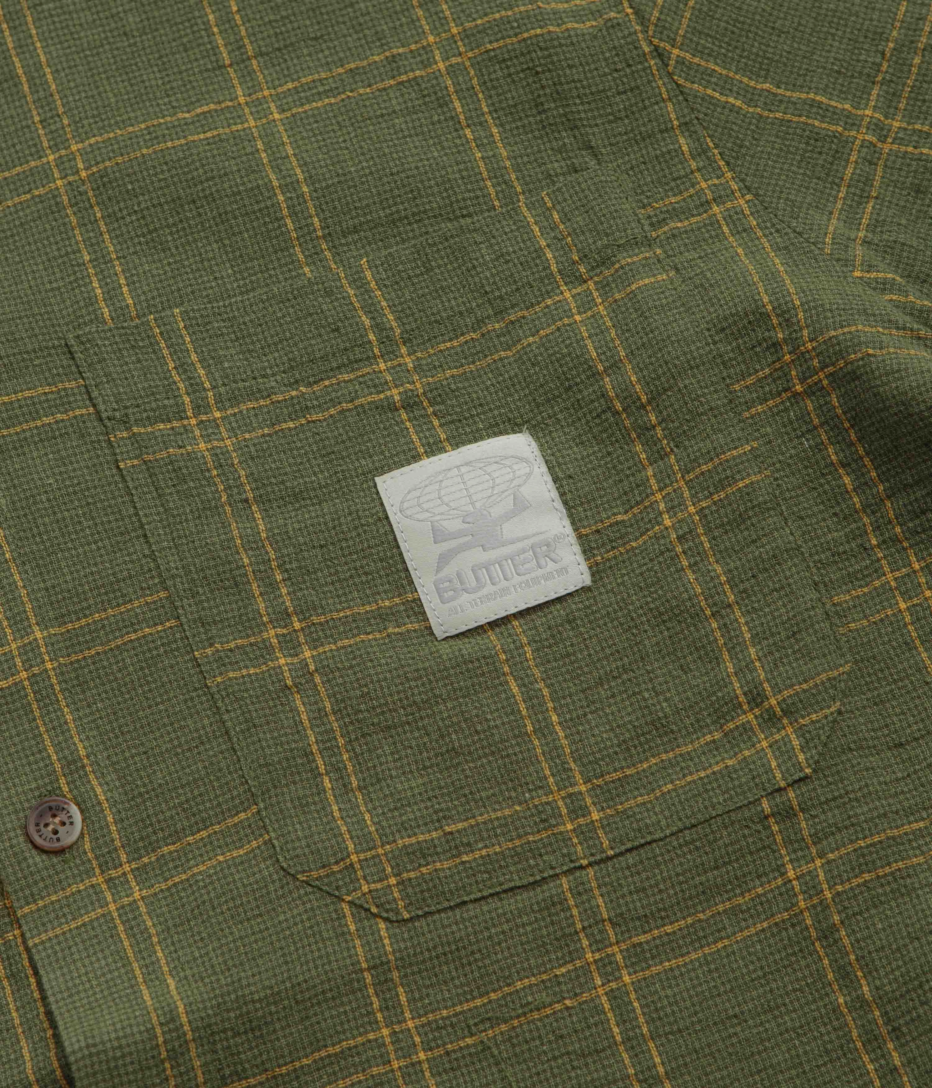 Butter Goods Equipment Short Sleeve Shirt - Green / Yellow Stretchable Cloth