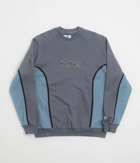 Butter Goods Aspect Crewneck Sweatshirt - Slate / Denim product semi formal appeal Warm