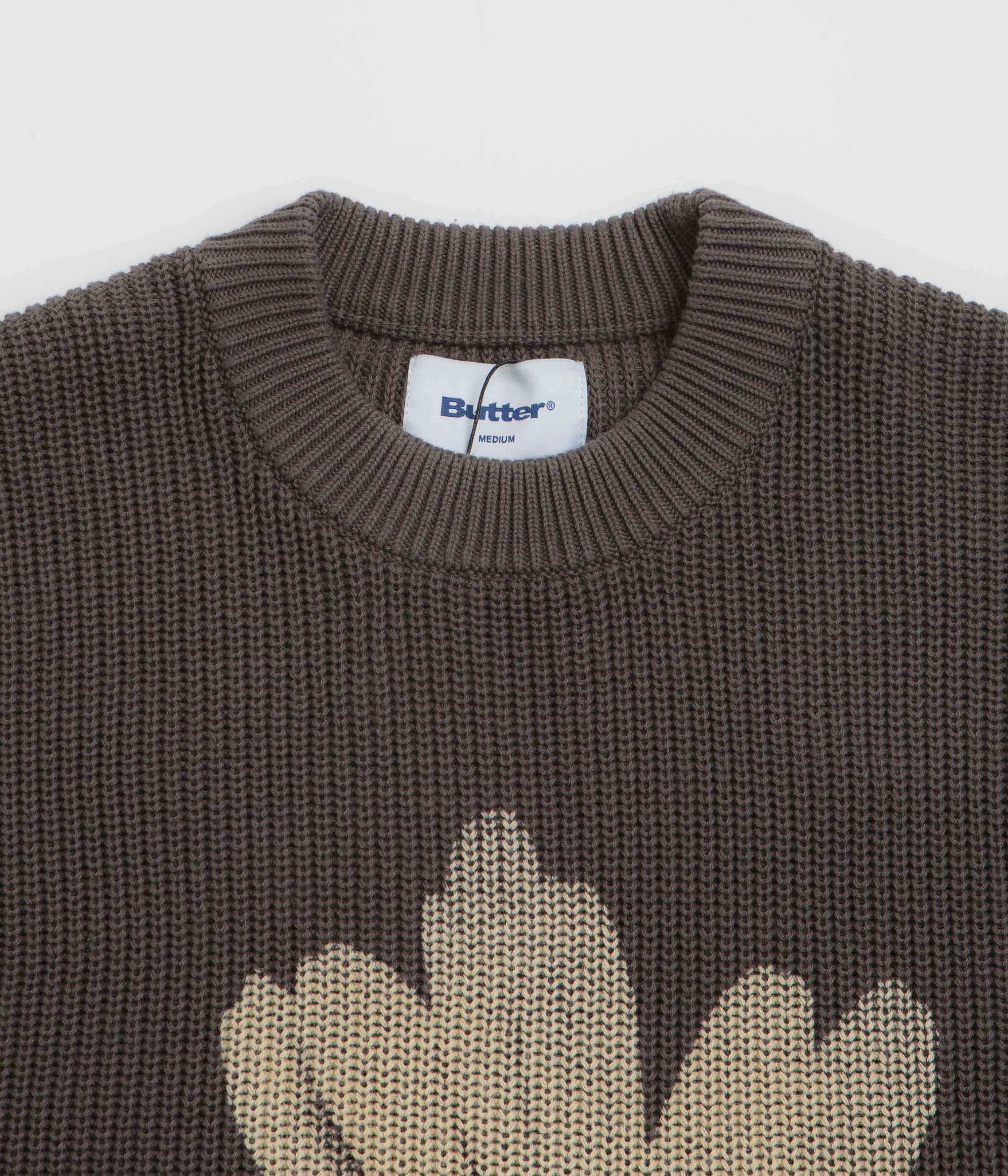 Butter Goods Sunflower Knit Sweatshirt - Charcoal Vintage Look Timeless Layer