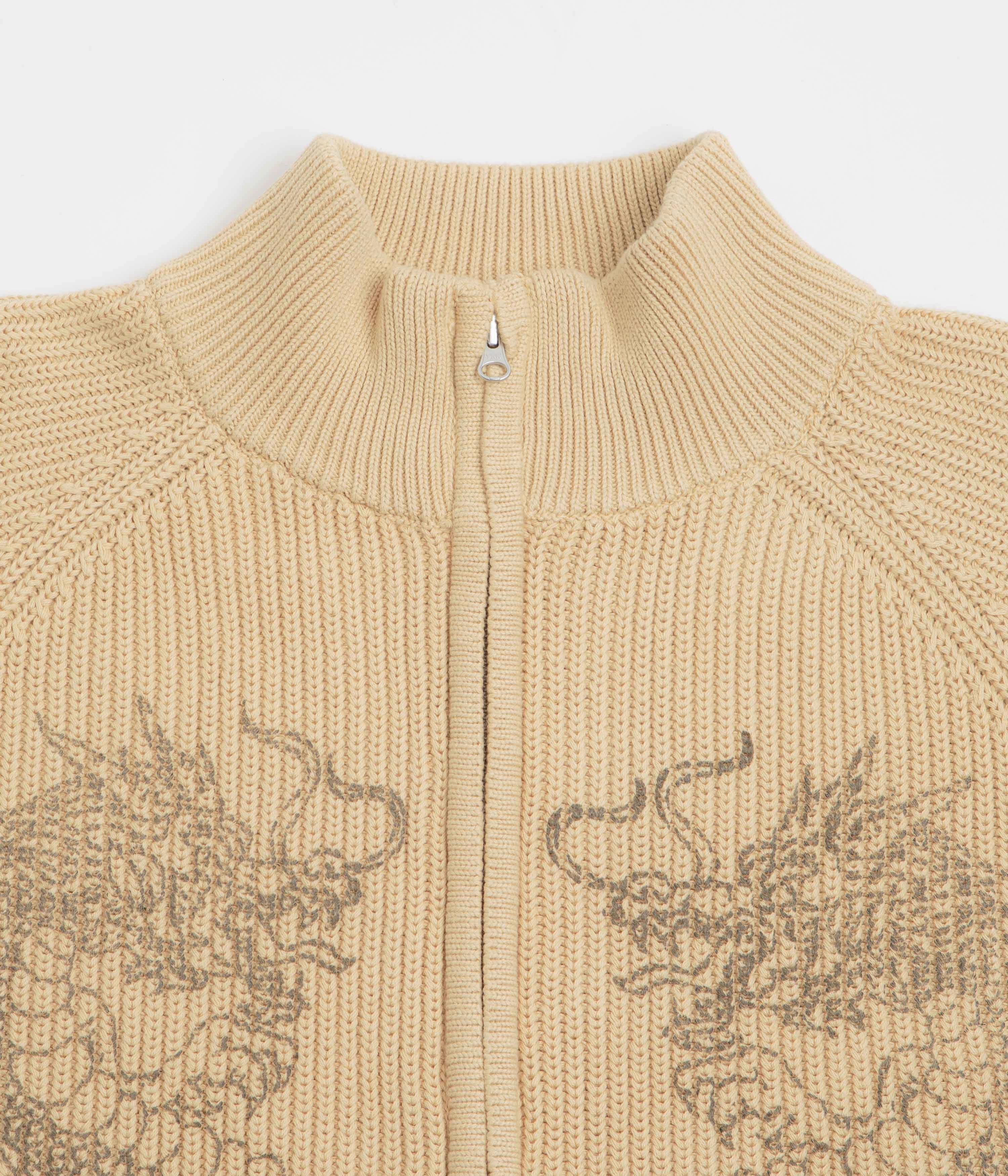 Chic Comfort group wear Butter Goods Dragon Zip-Thru Knit Sweatshirt - Sand
