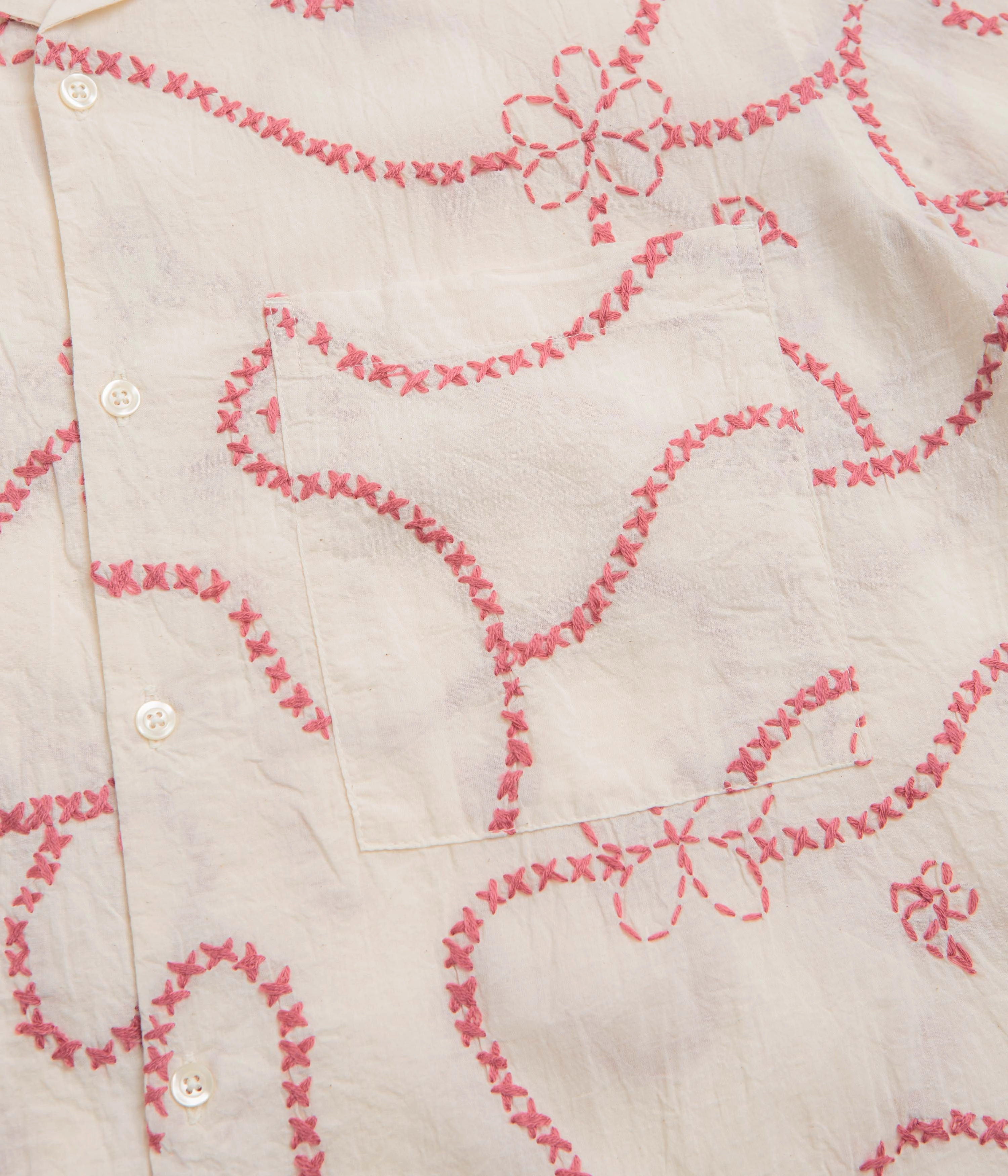 Universal Works Camp Shirt - Ecru Terracotta Summer Camp