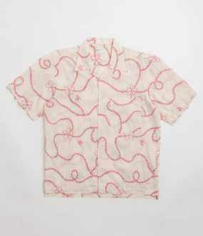 Universal Works Camp Shirt - Ecru Terracotta Hidden Button Placket