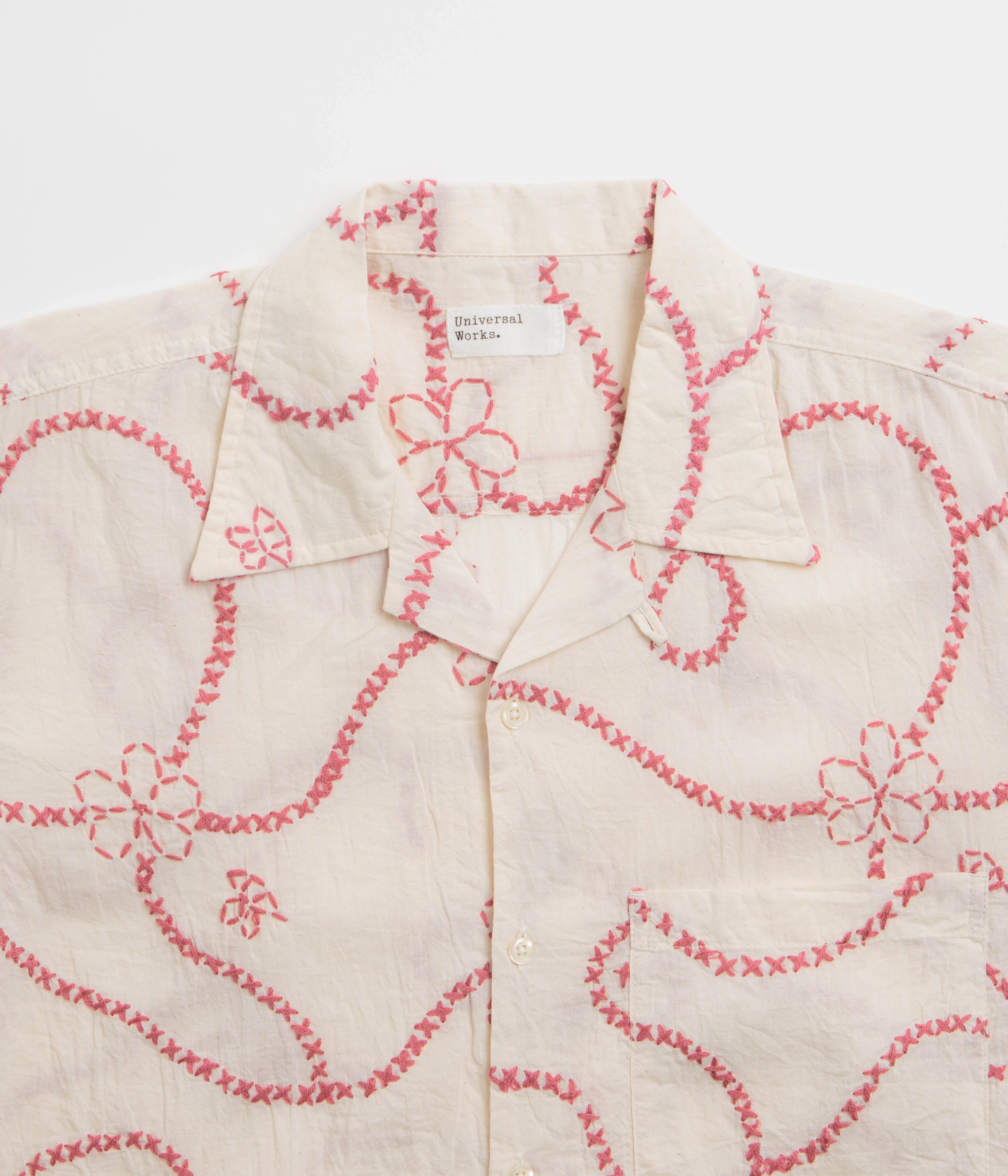 Universal Works Camp Shirt - Ecru Terracotta Corporate Wear Roomy Cut