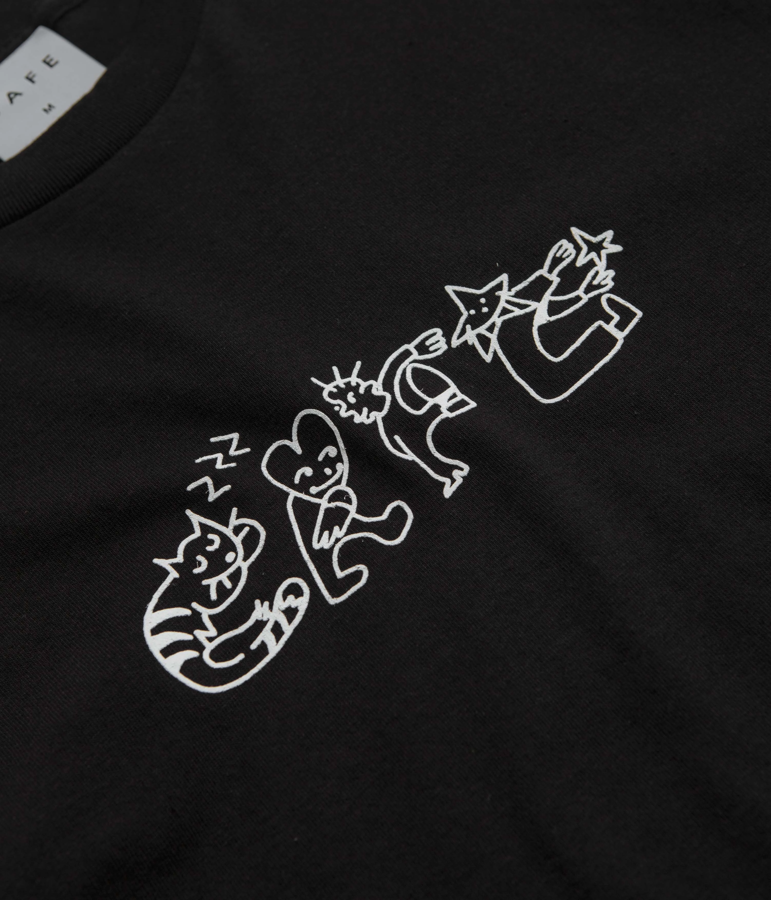 floral Skateboard Cafe Buddy T-Shirt - Black