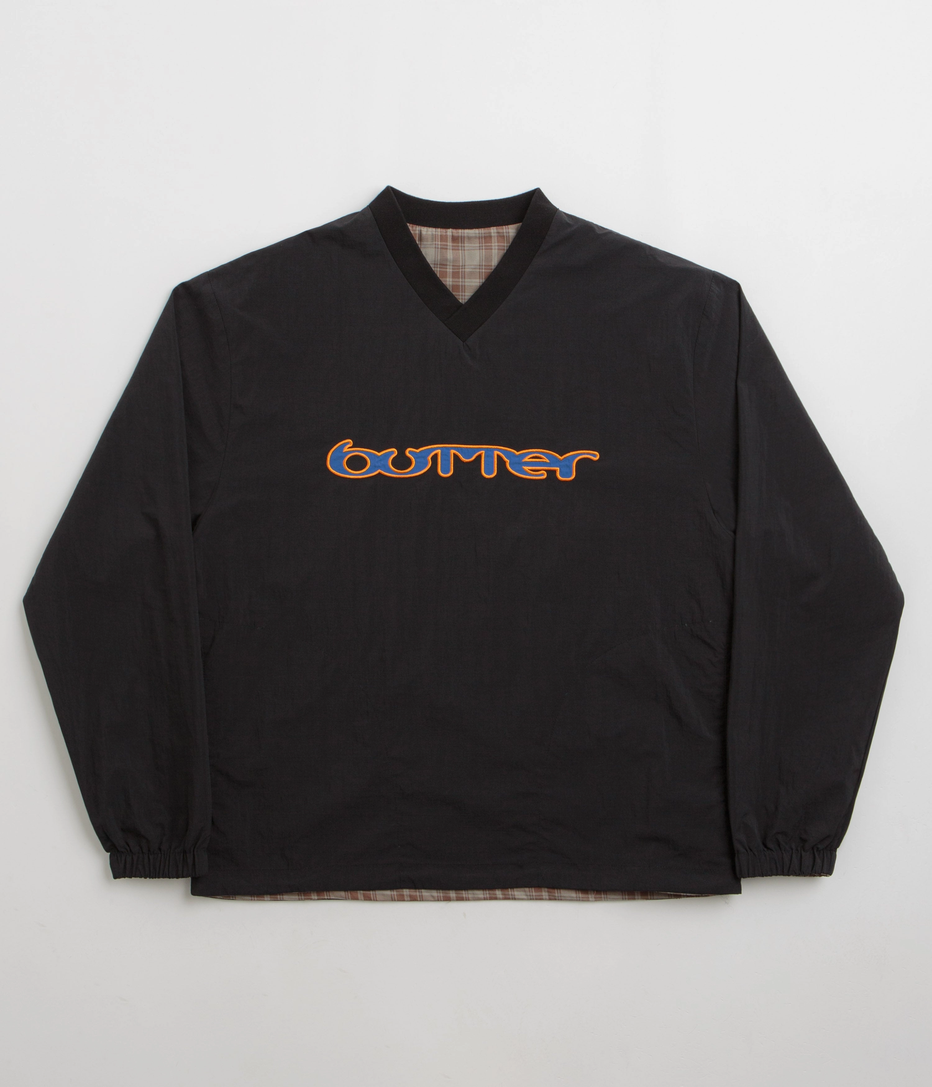 rainy weather Butter Goods Reversible Dugout Pullover Jacket - Black / Stone