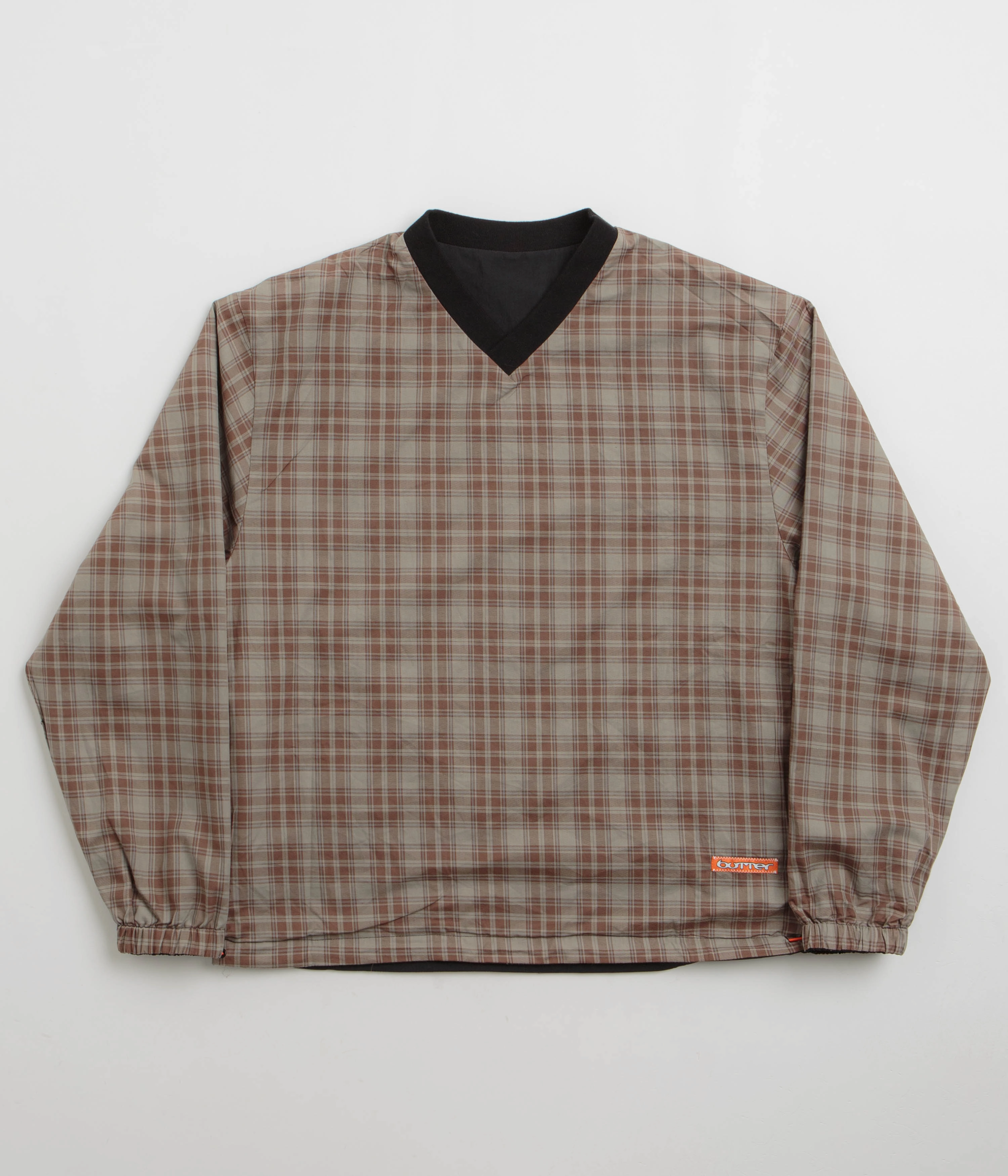 Butter Goods Reversible Dugout Pullover Jacket - Black / Stone Tactics Check