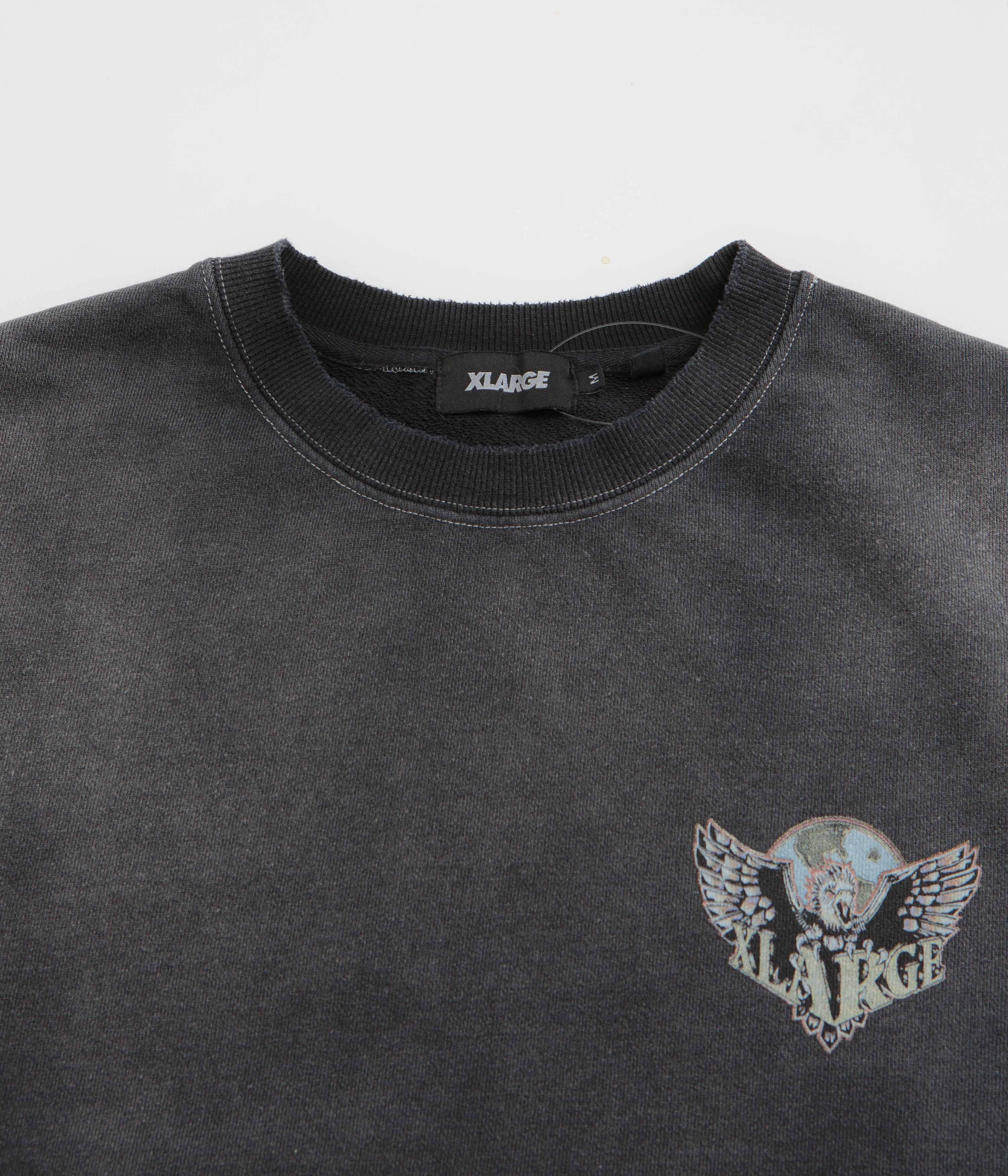 XLarge Eagle Wings To The World Crewneck Sweatshirt - Black Hiking Essential Outdoor Bold
