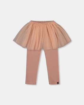 Leggings with Tulle Skirt Dusty Pink Stylish Comfort Stretch Support Fit