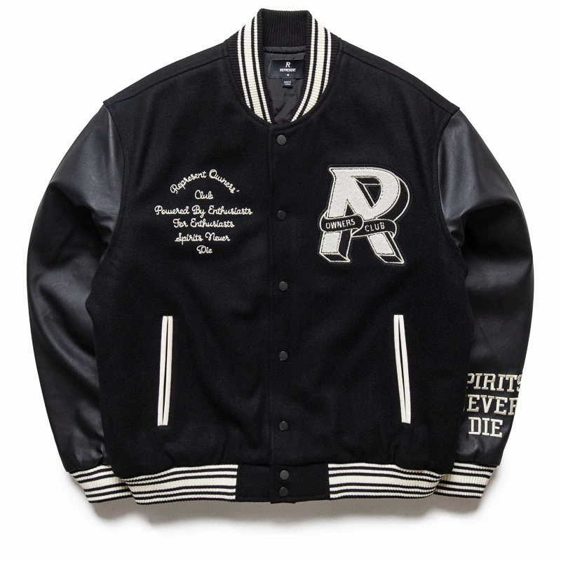 Represent Owners Club Varsity Jacket - Black White Excellence