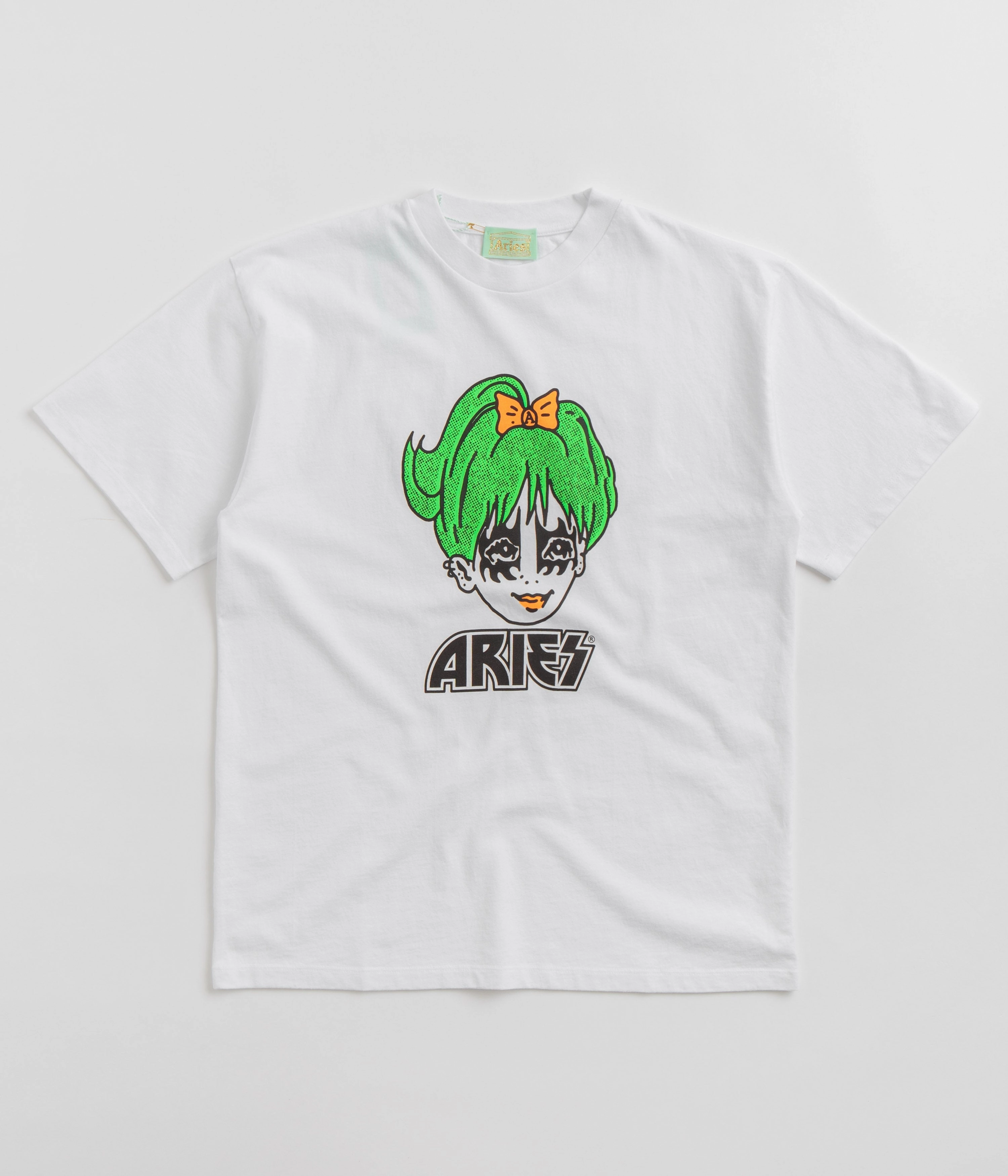 Aries Kiss T-Shirt - White abstract hem Fade Resistant Dye