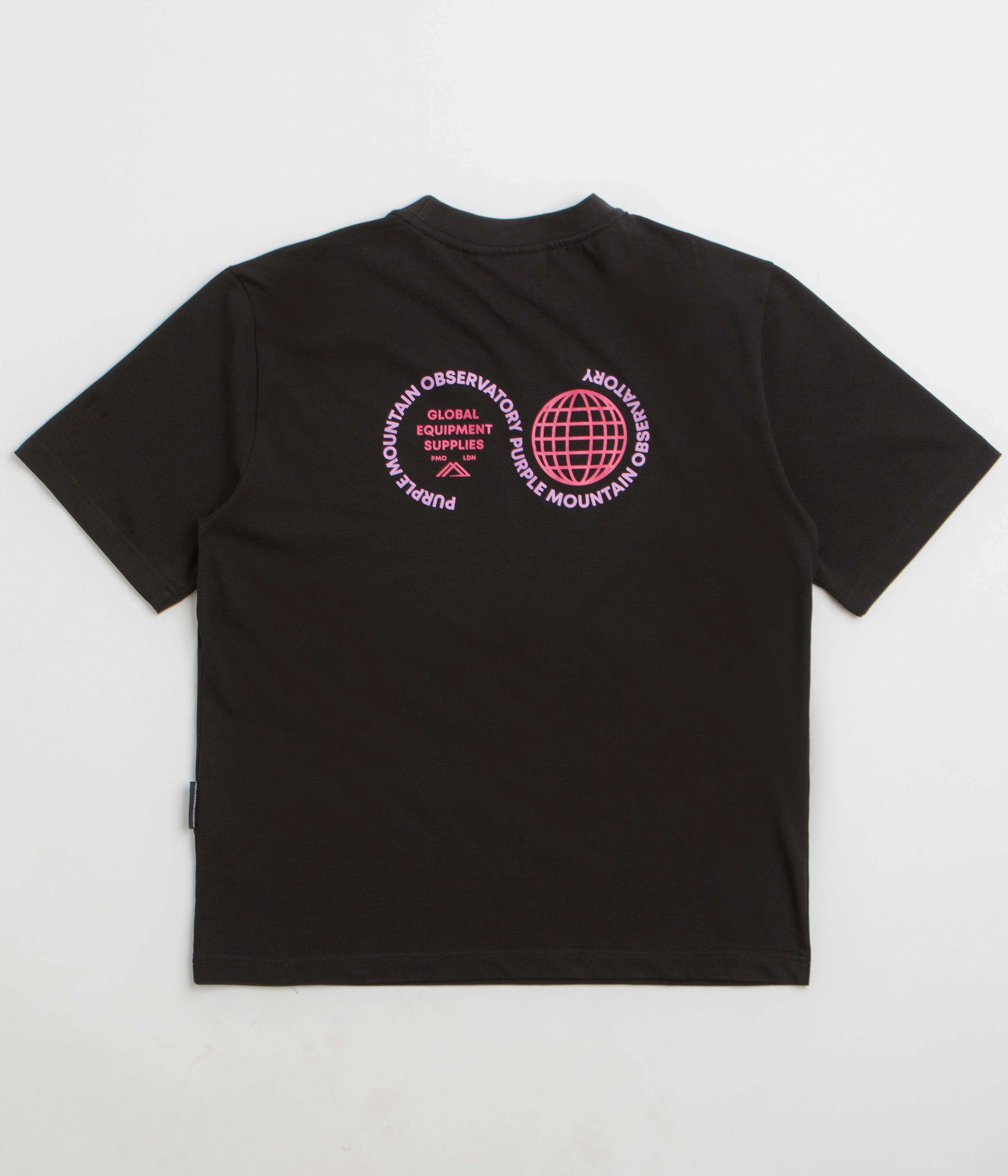 Purple Mountain Observatory Globe T-Shirt - Black / Purple Quilted Pattern Bio Washed Softness