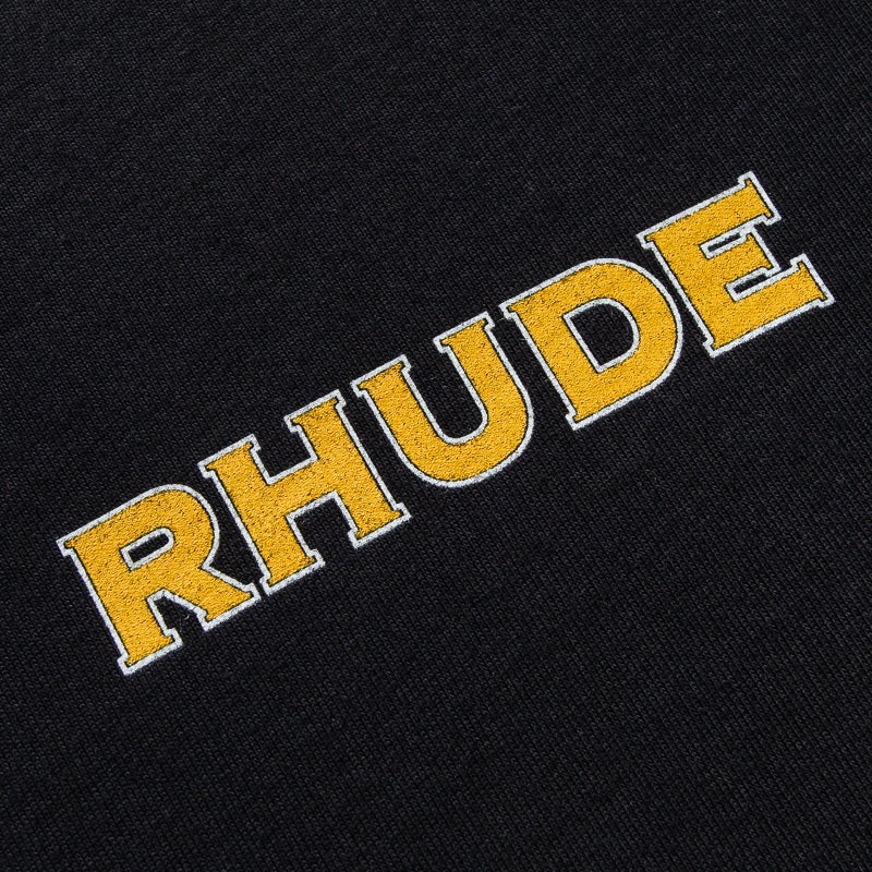 Rhude Steel Double-Layered Tee - Black/White fishing venue Double Needle Stitching