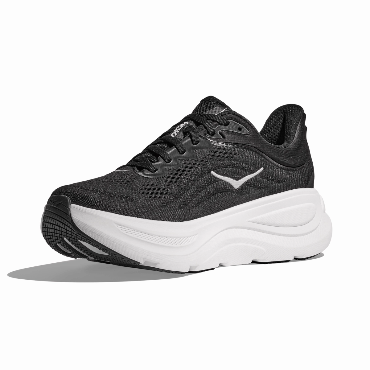 Hoka One One Men's Bondi 9 Black/White Square Toe Trendy Appearance