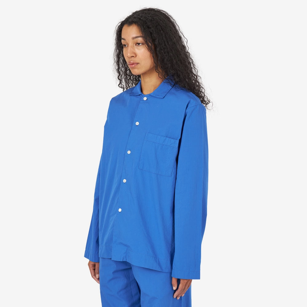 Tekla Poplin Long Sleeve Shirt / Royal Blue Checkered Print