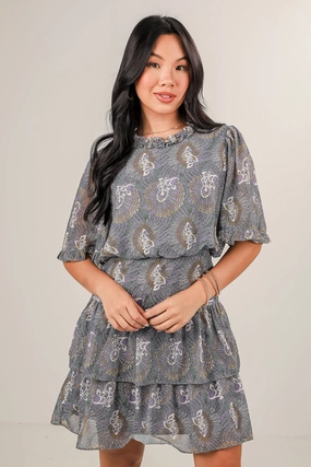 Stay With Me Lavender Floral Mini Dress Event Mood Comfortable Layering