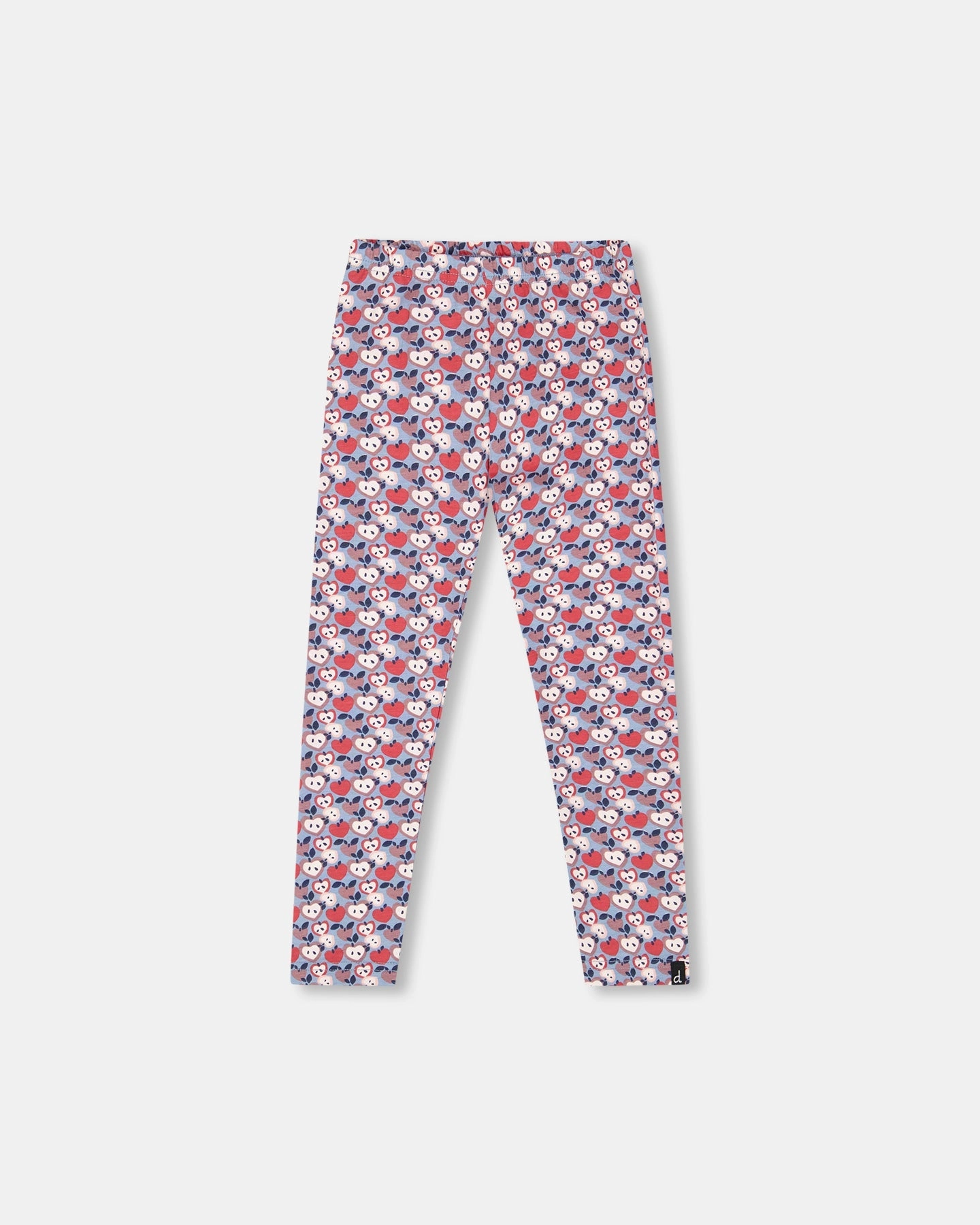 Organic Cotton Leggings Blue Apple Print Flexible Comfort Urban Look