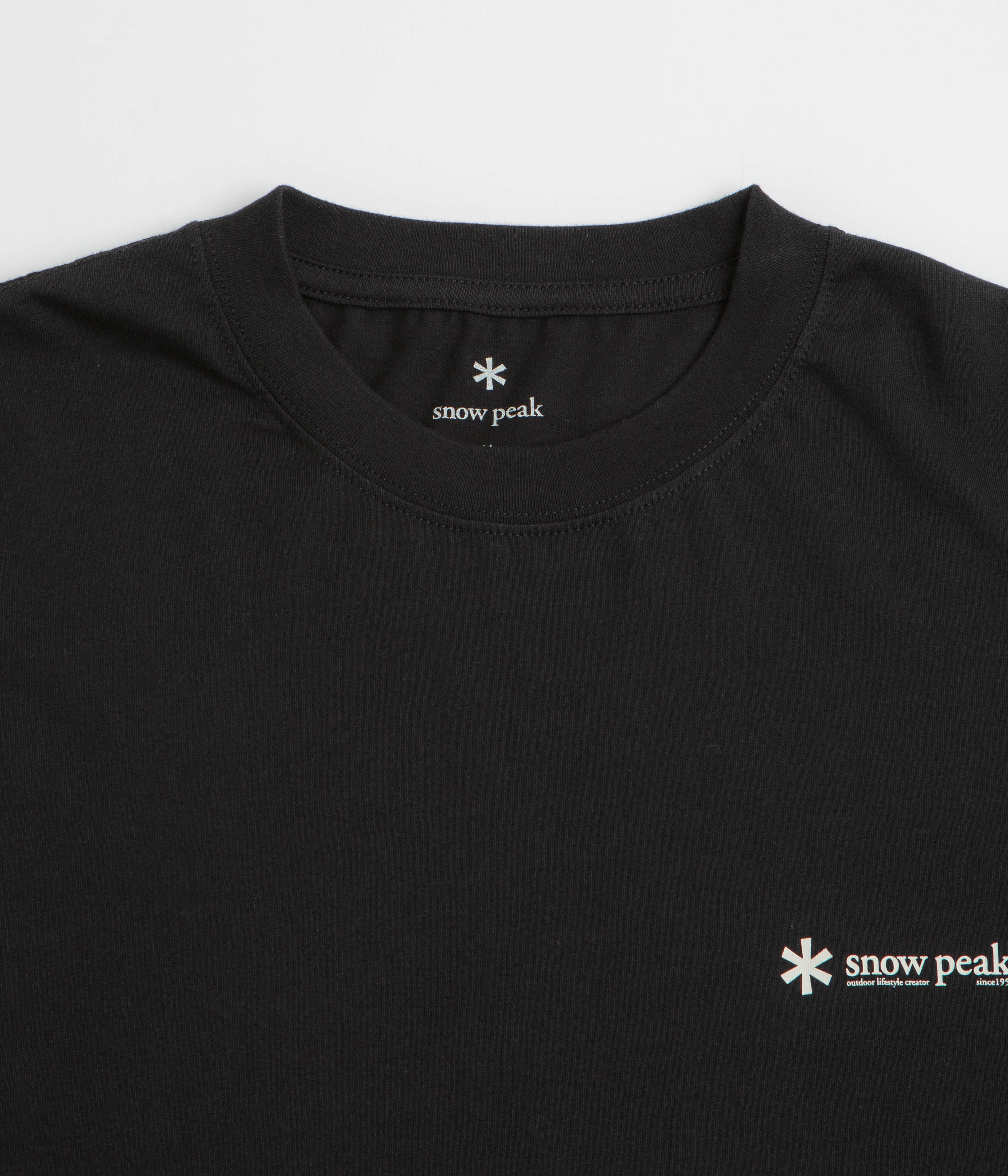 Snow Peak Soft Cotton Relaxed Logo Long Sleeve T-Shirt - Black Military Style