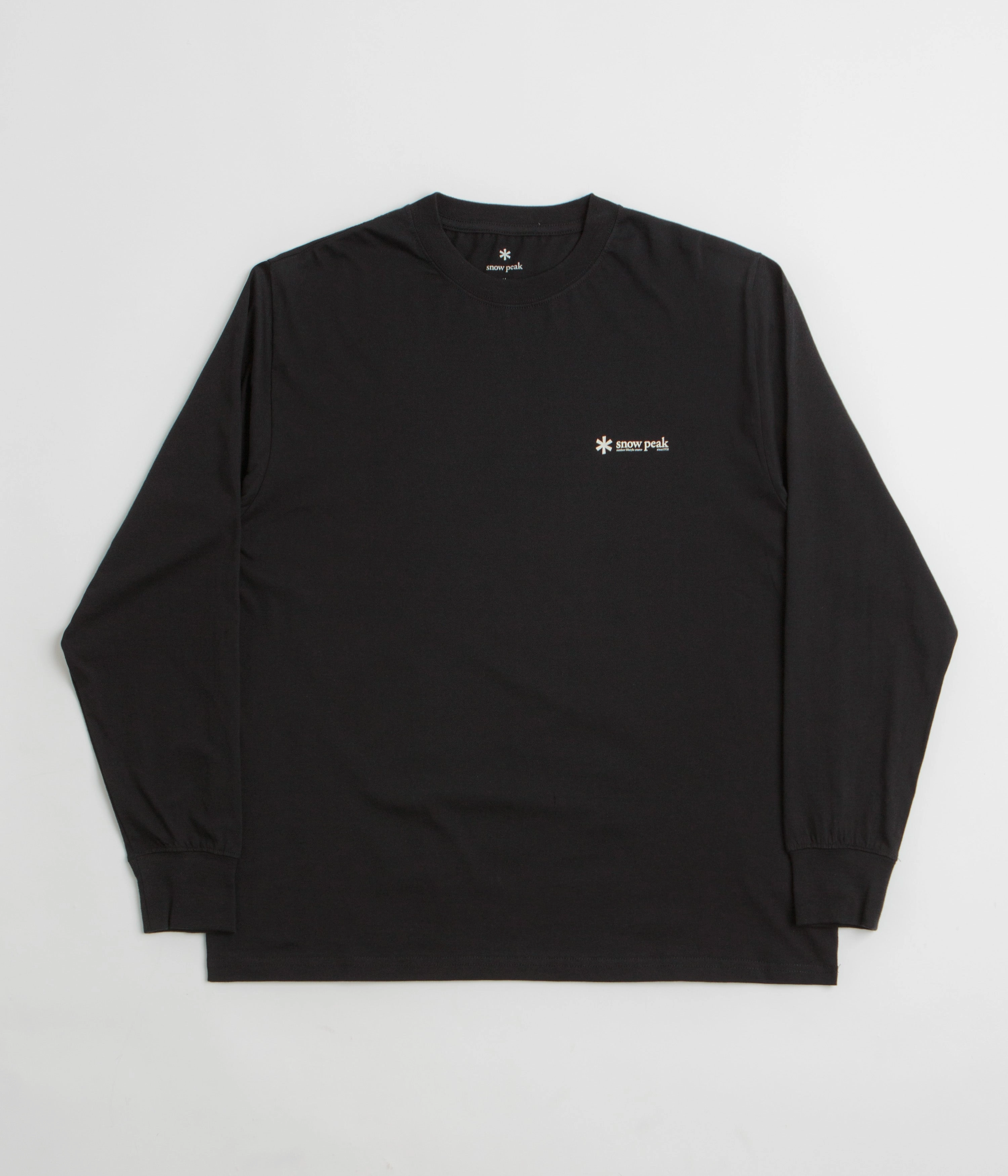 Snow Peak Soft Cotton Relaxed Logo Long Sleeve T-Shirt - Black Rainy Day