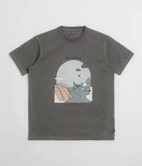 Low Profile Collar Stays group event Snow Peak Camping Graphic T-Shirt - Grey