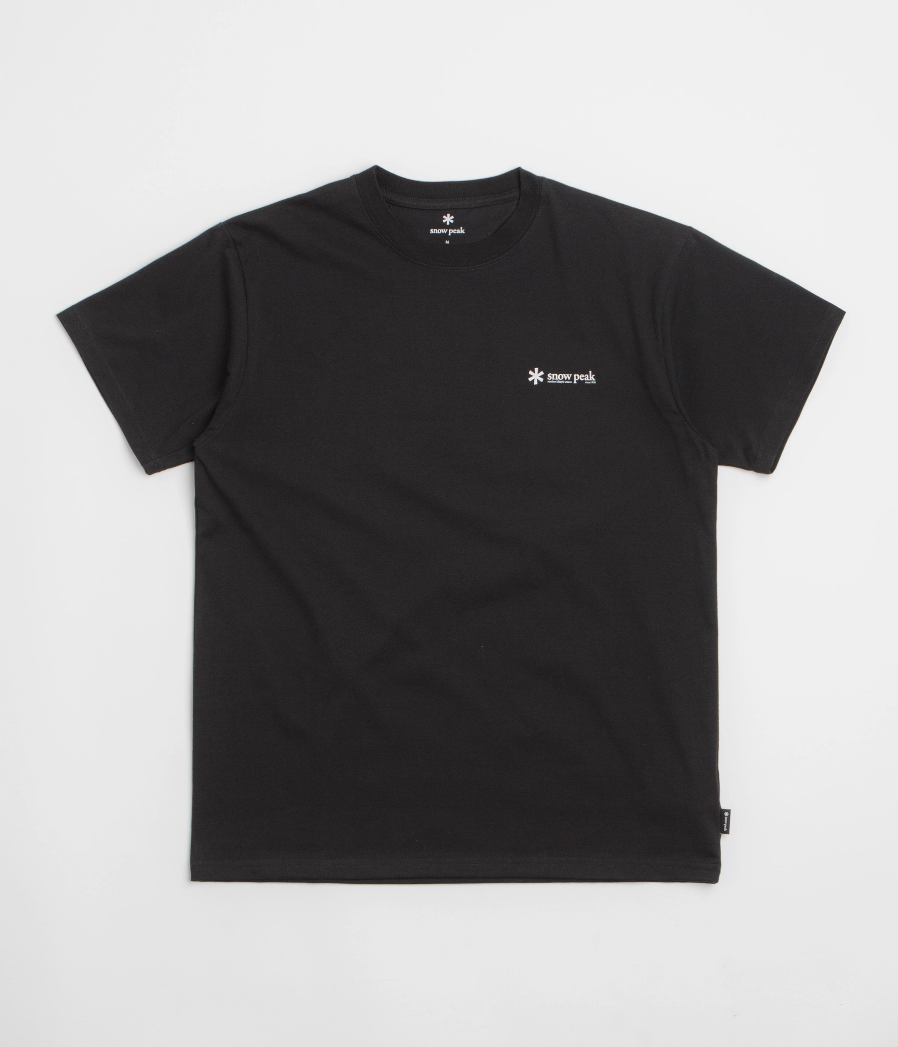 Snow Peak Chest Logo T-Shirt - Black flare pants silhouette